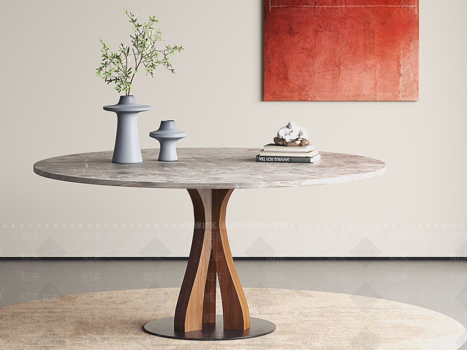 复古侘寂餐桌SU模型下载【ID:1189657772】