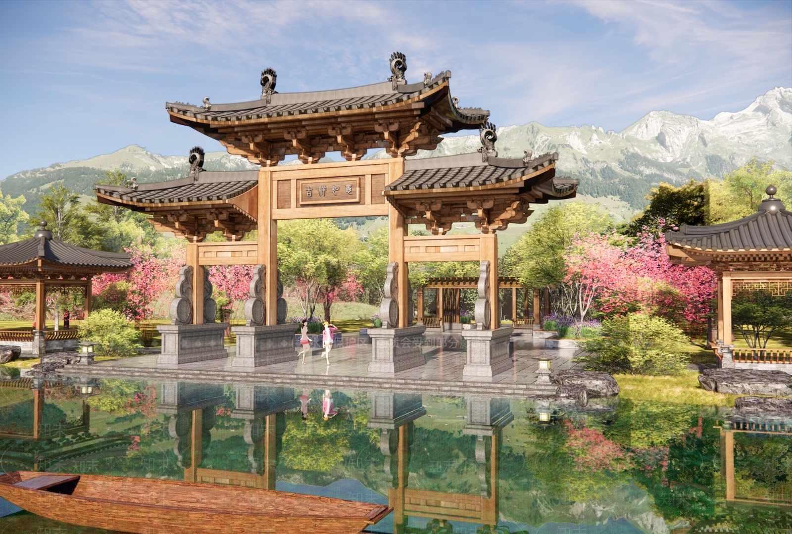 新中式中式牌坊牌楼SU模型下载【ID:1189664898】