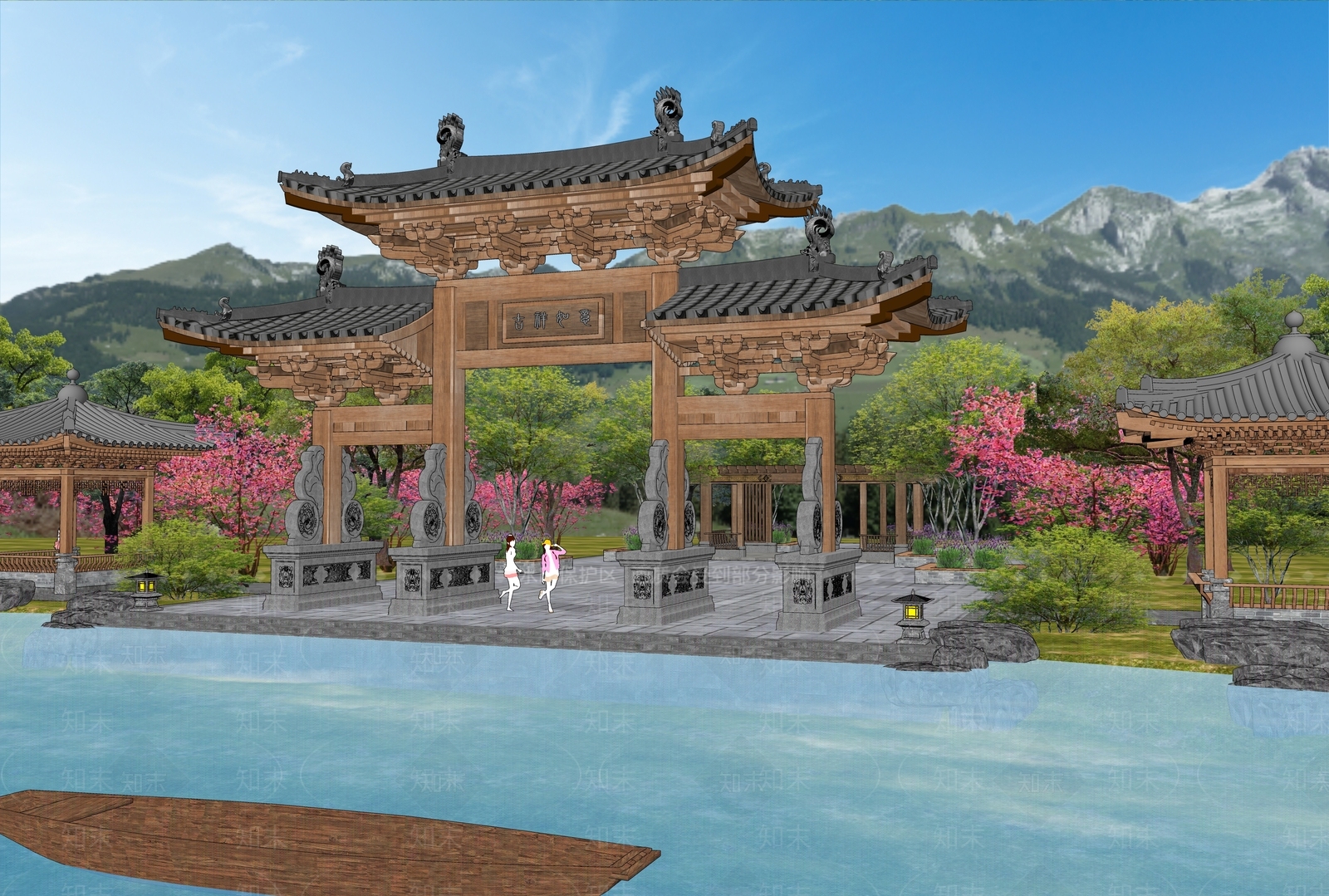 新中式中式牌坊牌楼SU模型下载【ID:1189664898】