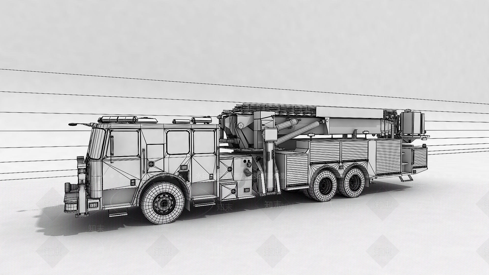 现代消防车3D模型下载【ID:1189665254】