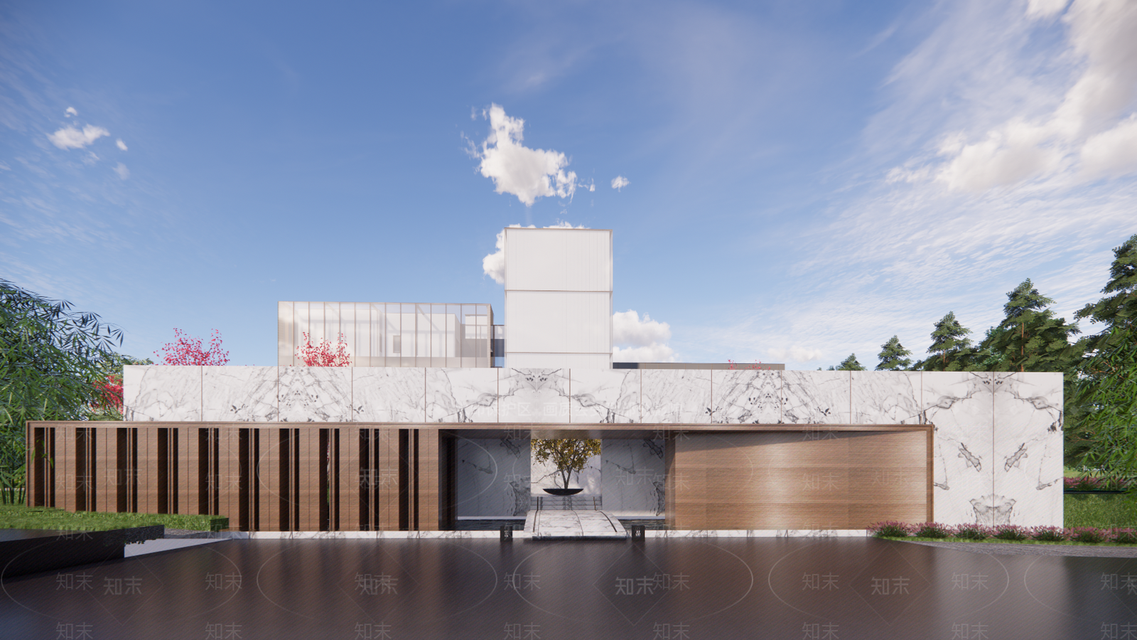 现代售楼处建筑SU模型下载【ID:1189666181】