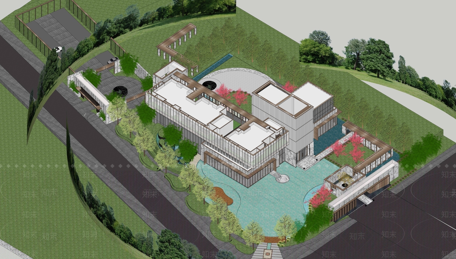 现代售楼处建筑SU模型下载【ID:1189666181】