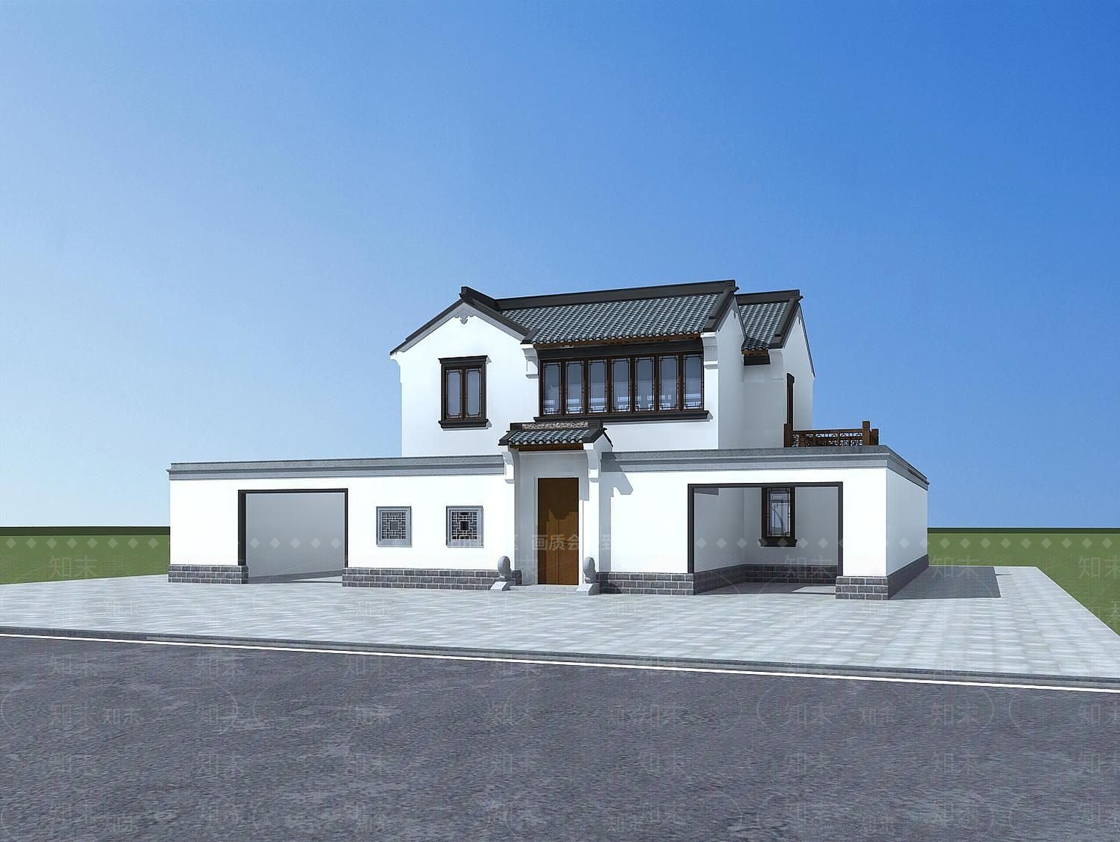 现代古建四合院3D模型下载【ID:1189667168】