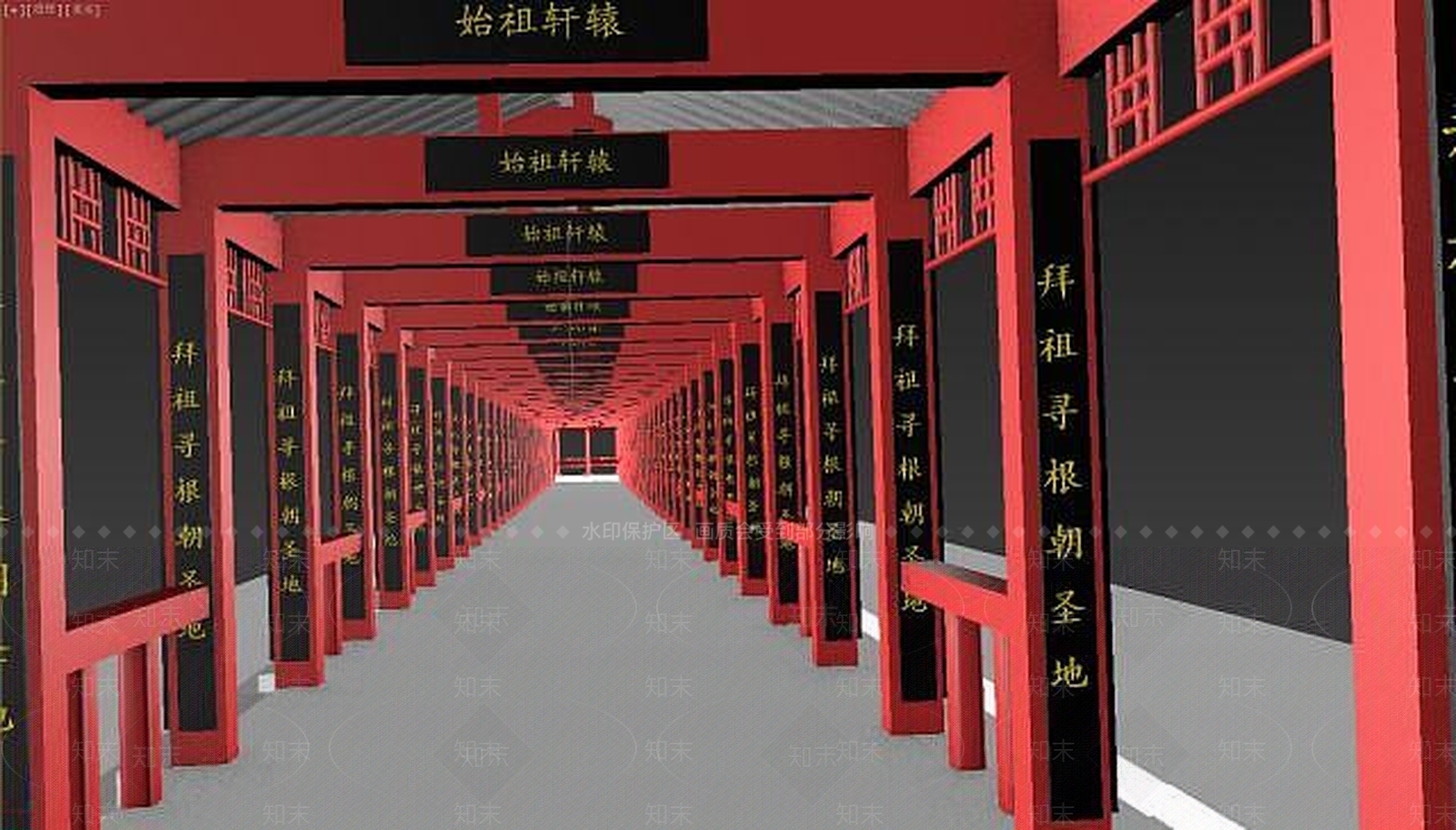 现代亭子长廊古建筑3D模型下载【ID:1189668135】