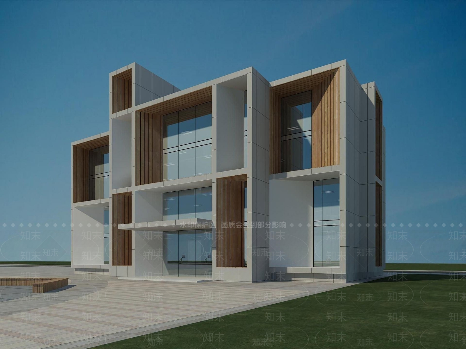 现代学校大楼教学楼3D模型下载【ID:1189668664】