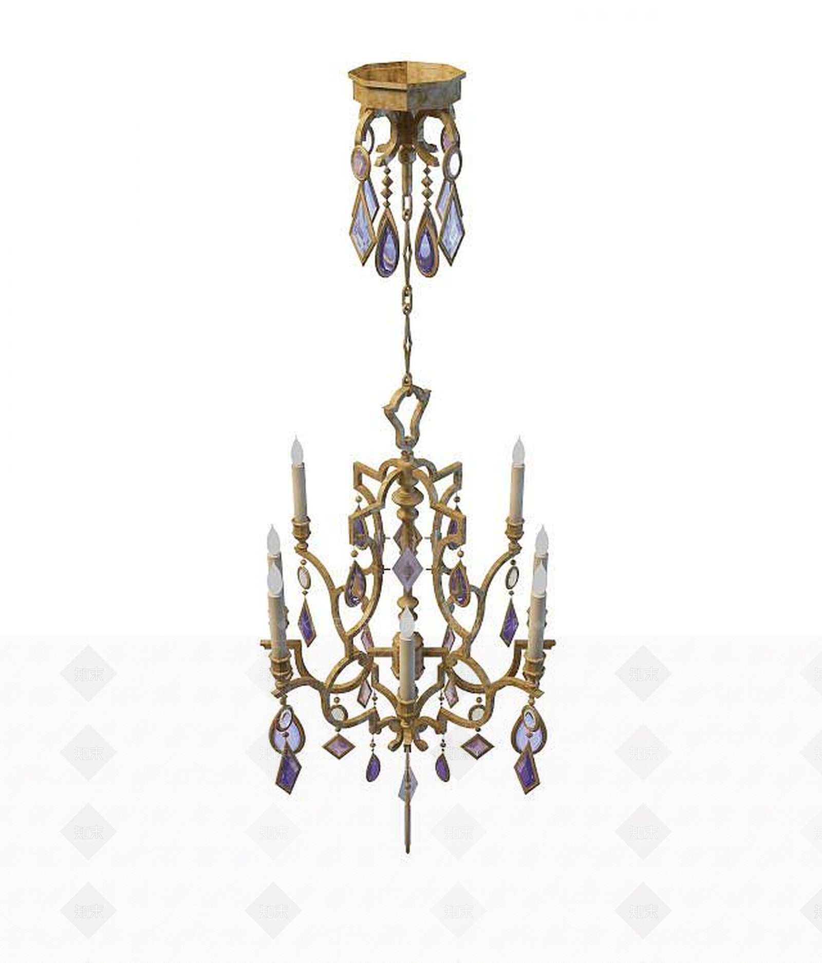 现代蜡烛吊灯3D模型下载【ID:1189669401】