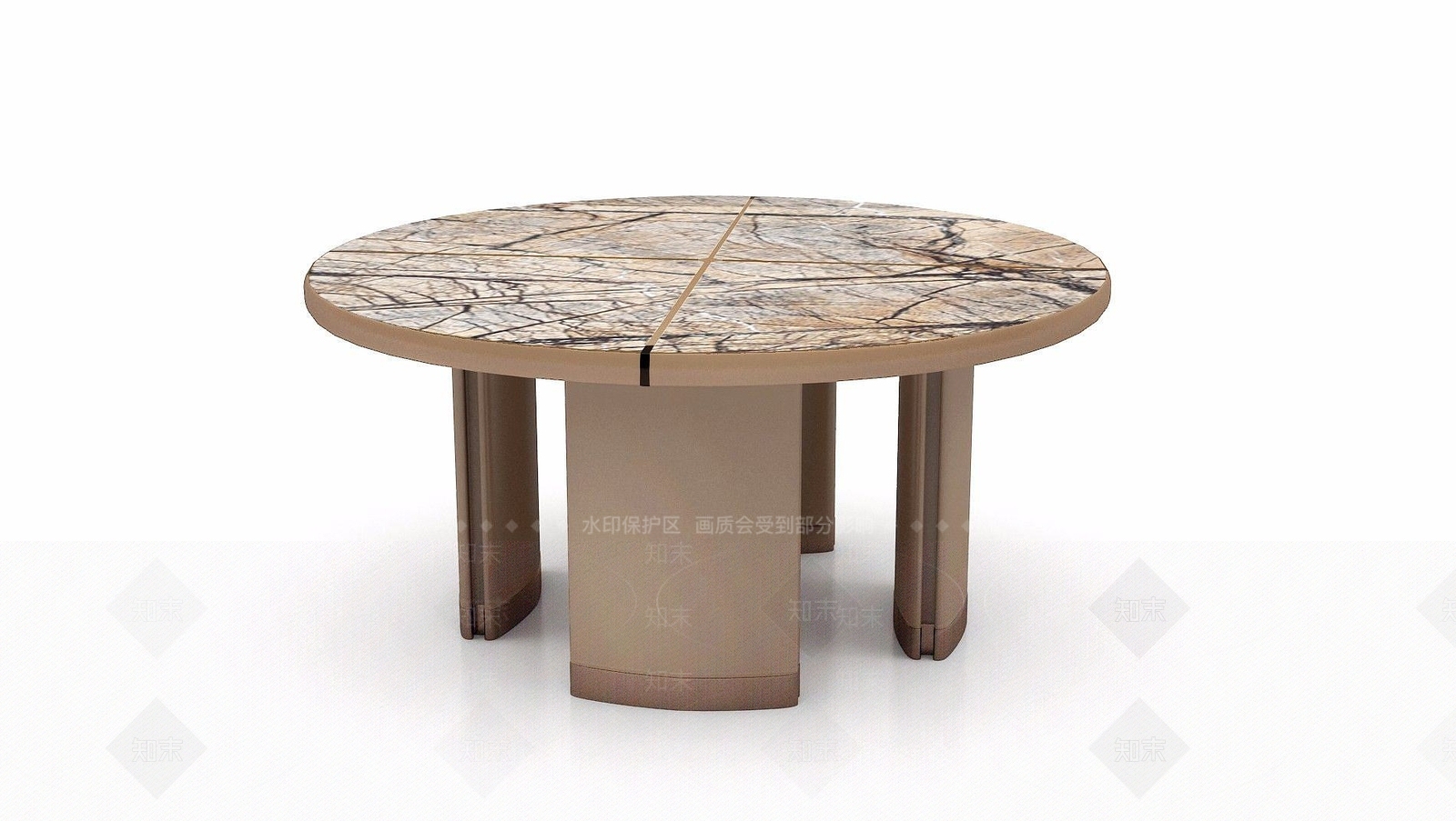 现代豪华圆桌餐桌3D模型下载【ID:1189670185】