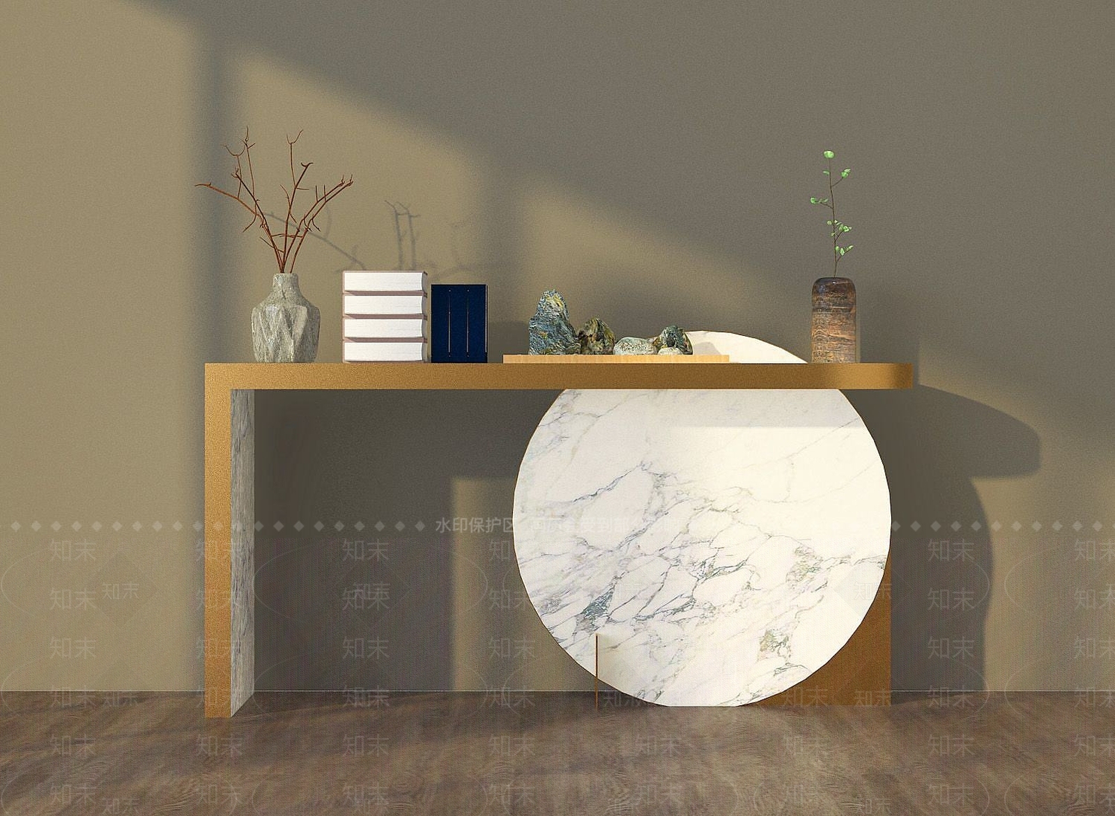 中式创意边桌3D模型下载【ID:1189671166】