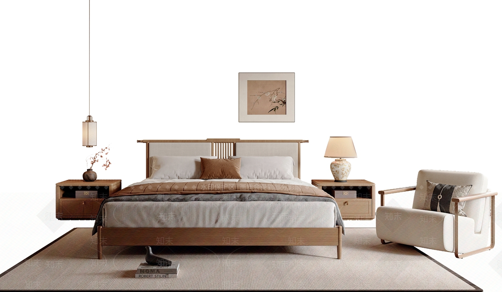 新中式中式双人床3D模型下载【ID:1189672862】