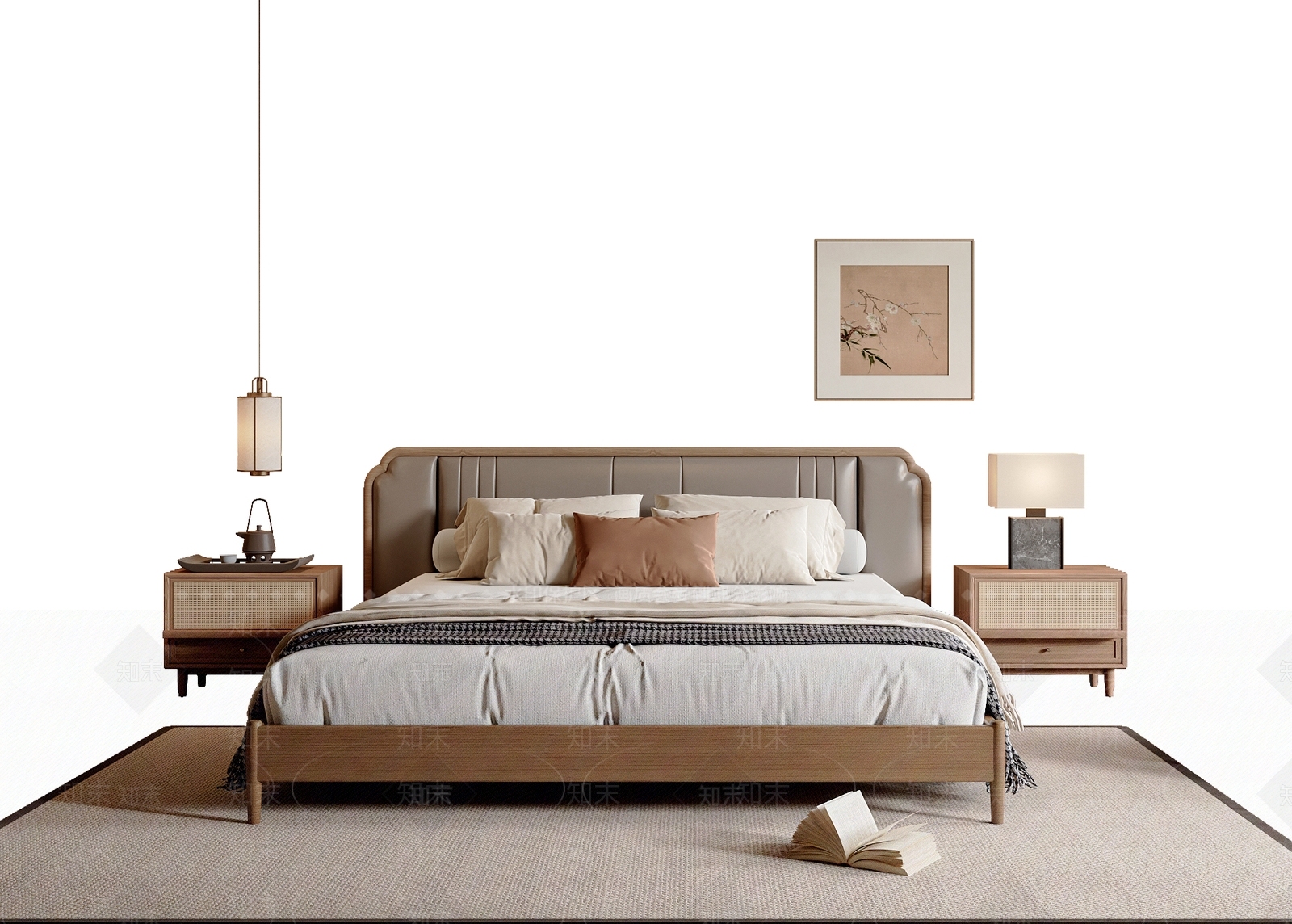 新中式中式双人床3D模型下载【ID:1189672921】