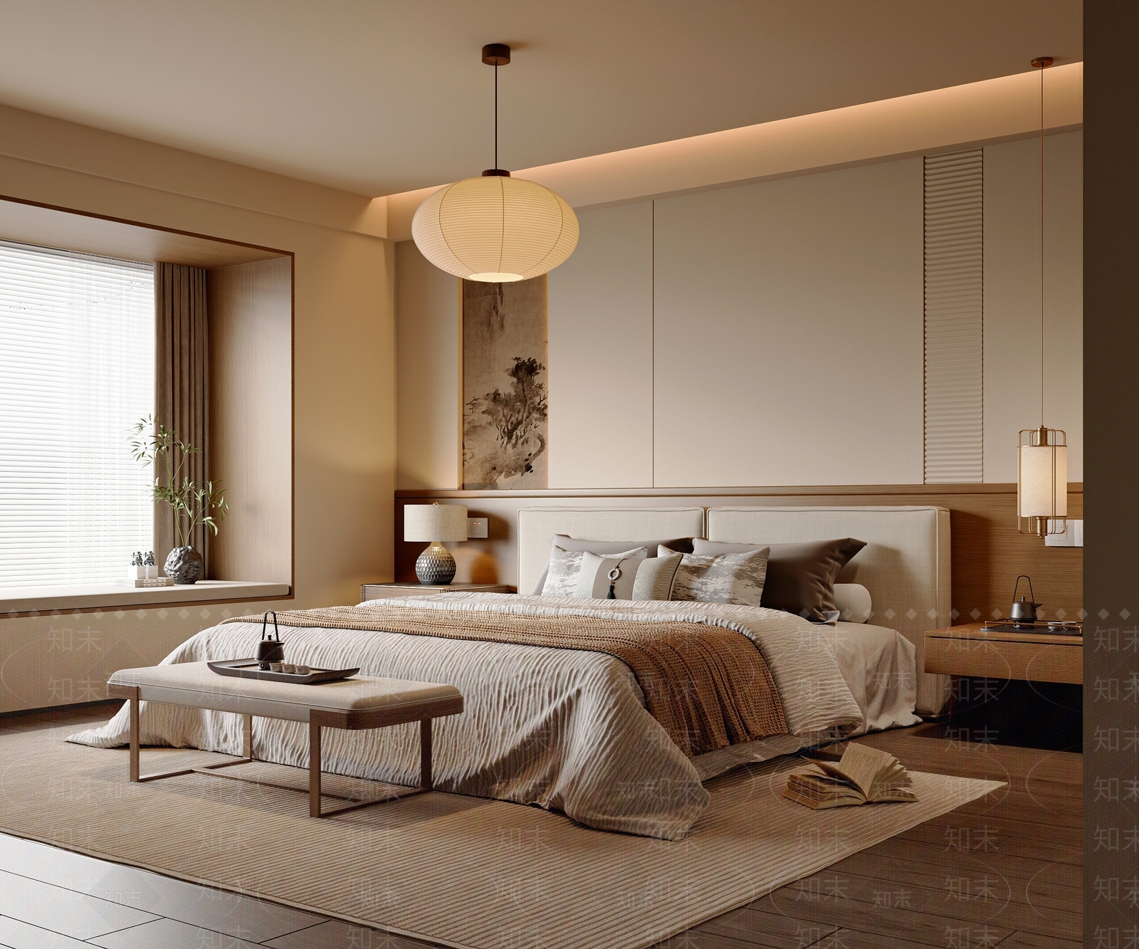 新中式中式宋式卧室3D模型下载【ID:1189673610】