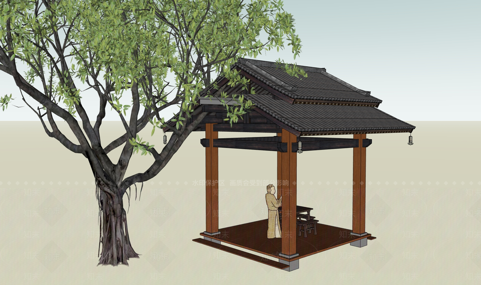 中式亭子SU模型下载【ID:1189675478】