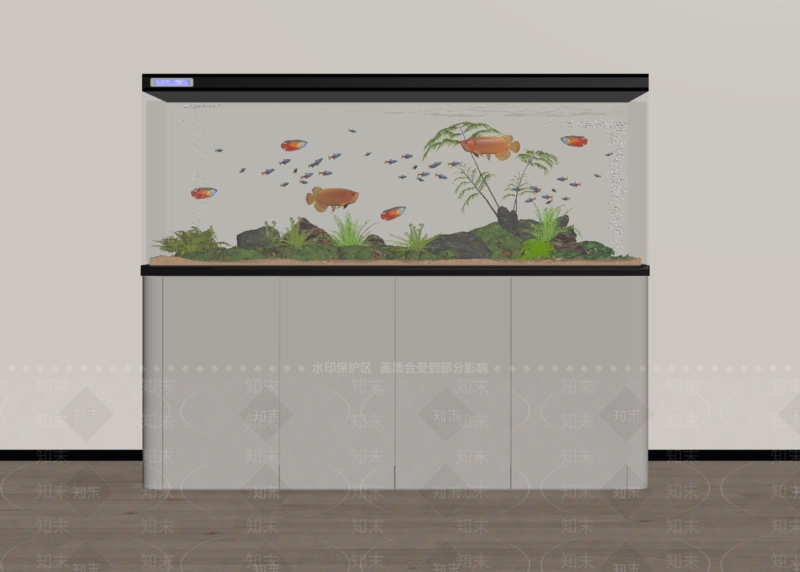 现代鱼缸SU模型草图