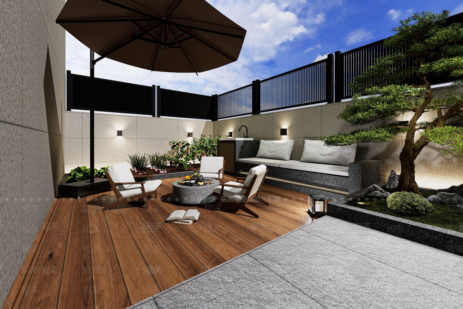 现代庭院3D模型下载【ID:1189677895】