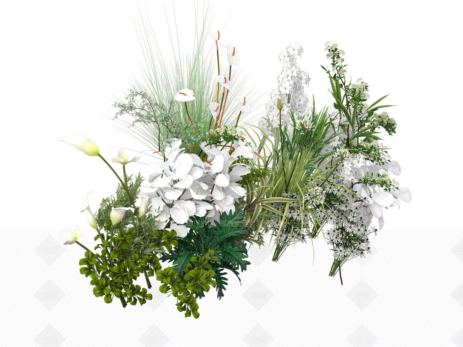 花草组合3D模型下载【ID:1189679453】