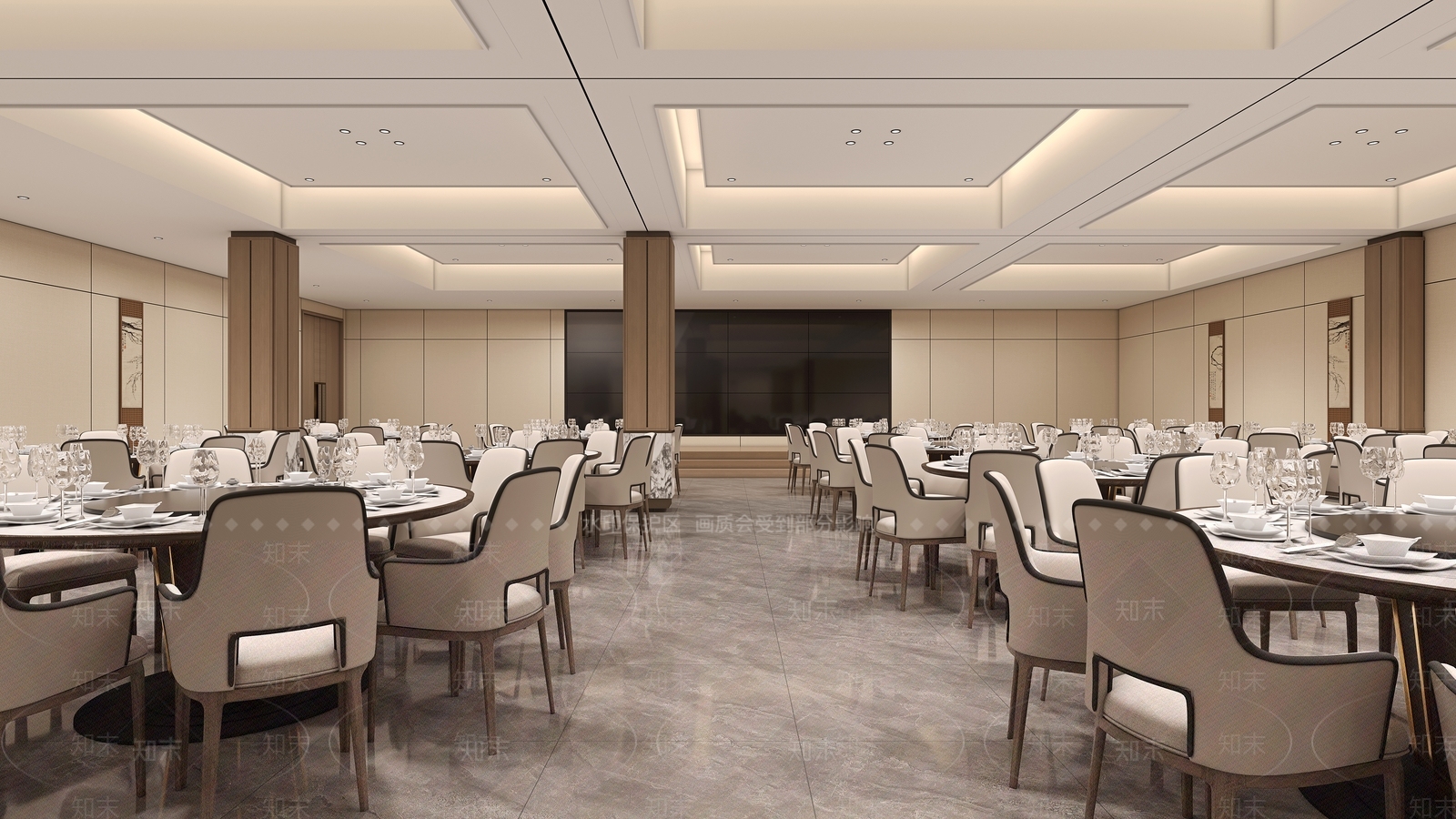 现代新中式中餐厅3D模型下载【ID:1189679602】