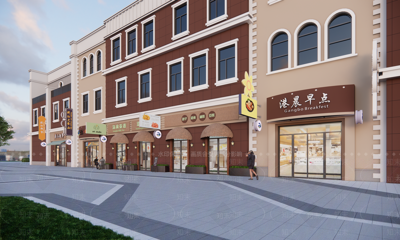 欧式商业街SU模型下载【ID:1189680532】