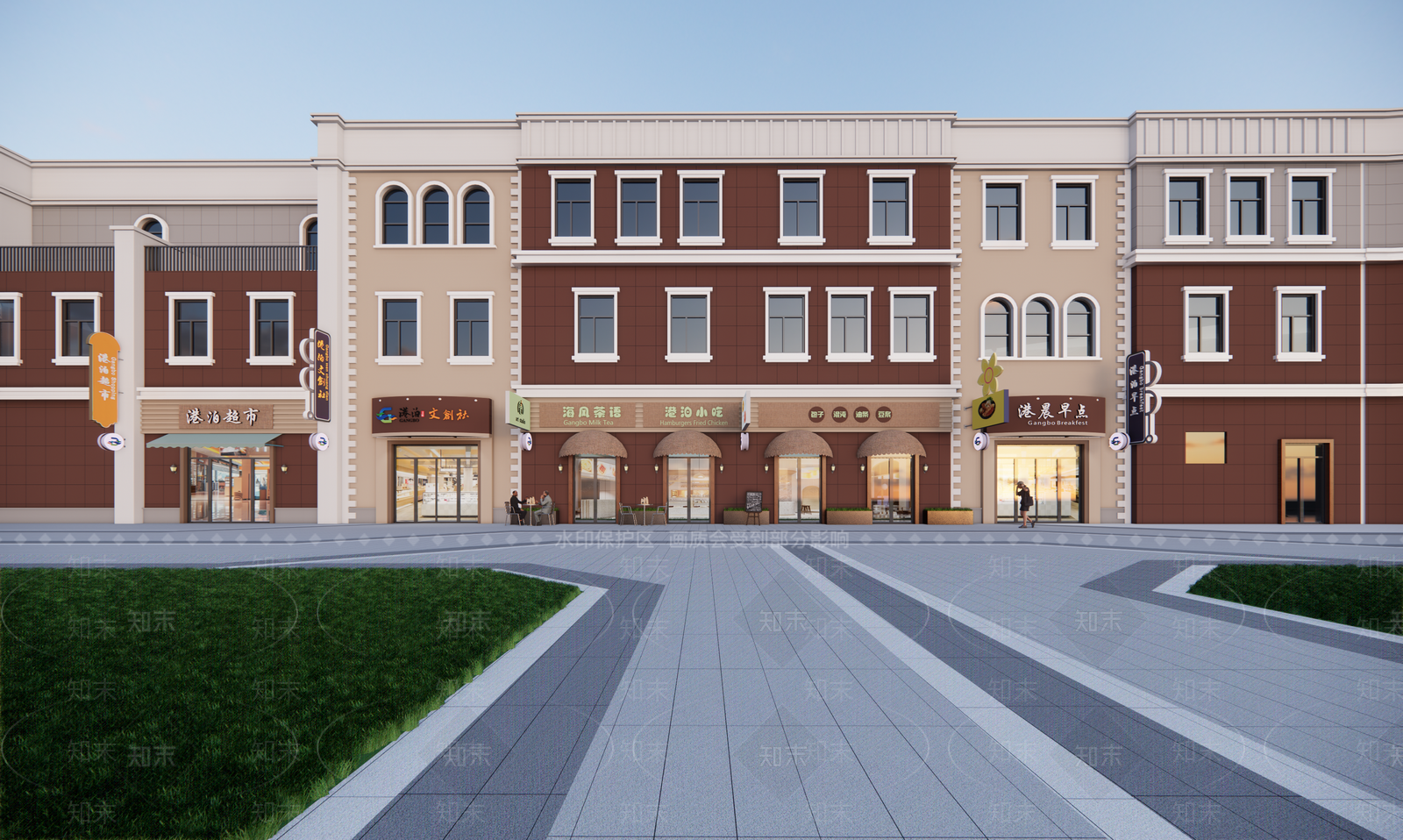 欧式商业街SU模型下载【ID:1189680532】