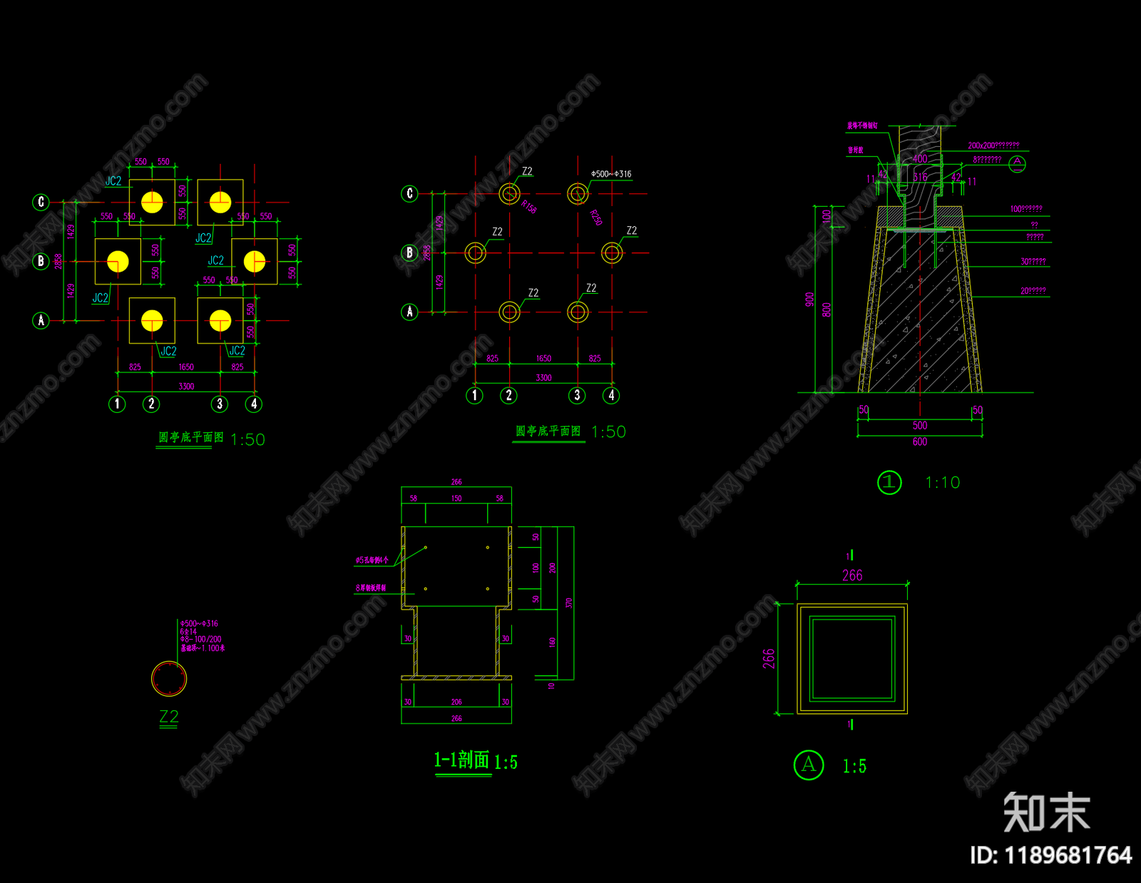 亭子图库cad施工图下载【ID:1189681764】
