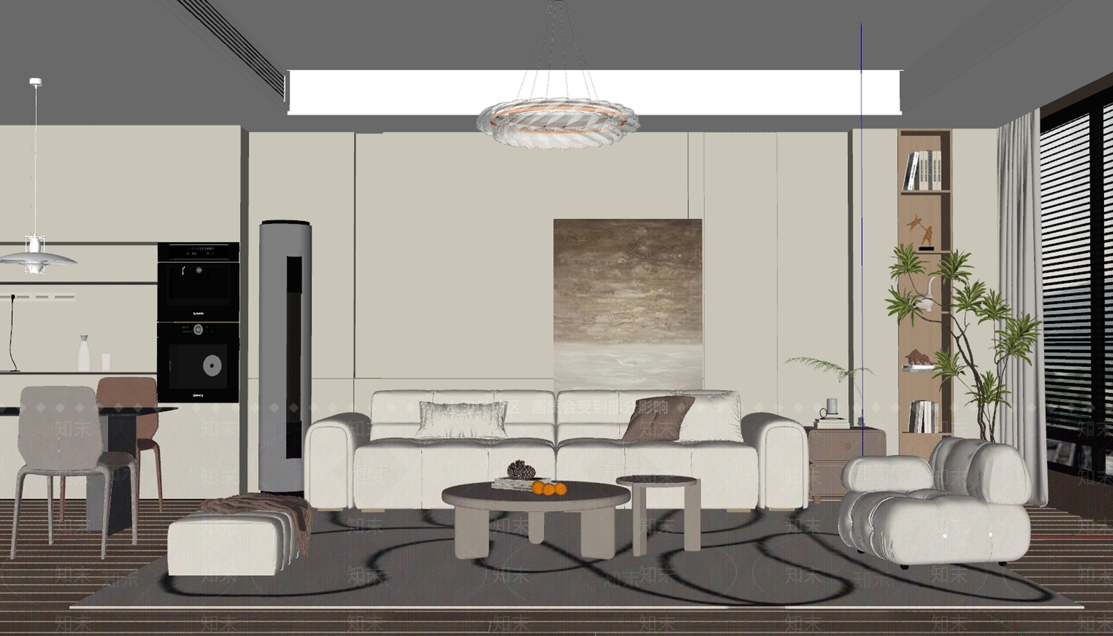 米色单人沙发单人沙发SU模型下载【ID:1227490517】
