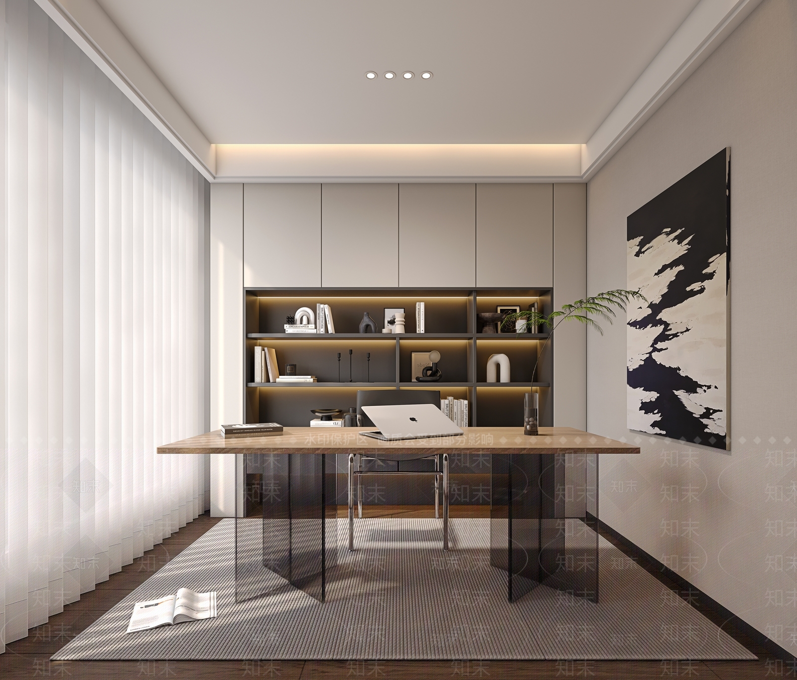现代简约书房3D模型下载【ID:1189686275】