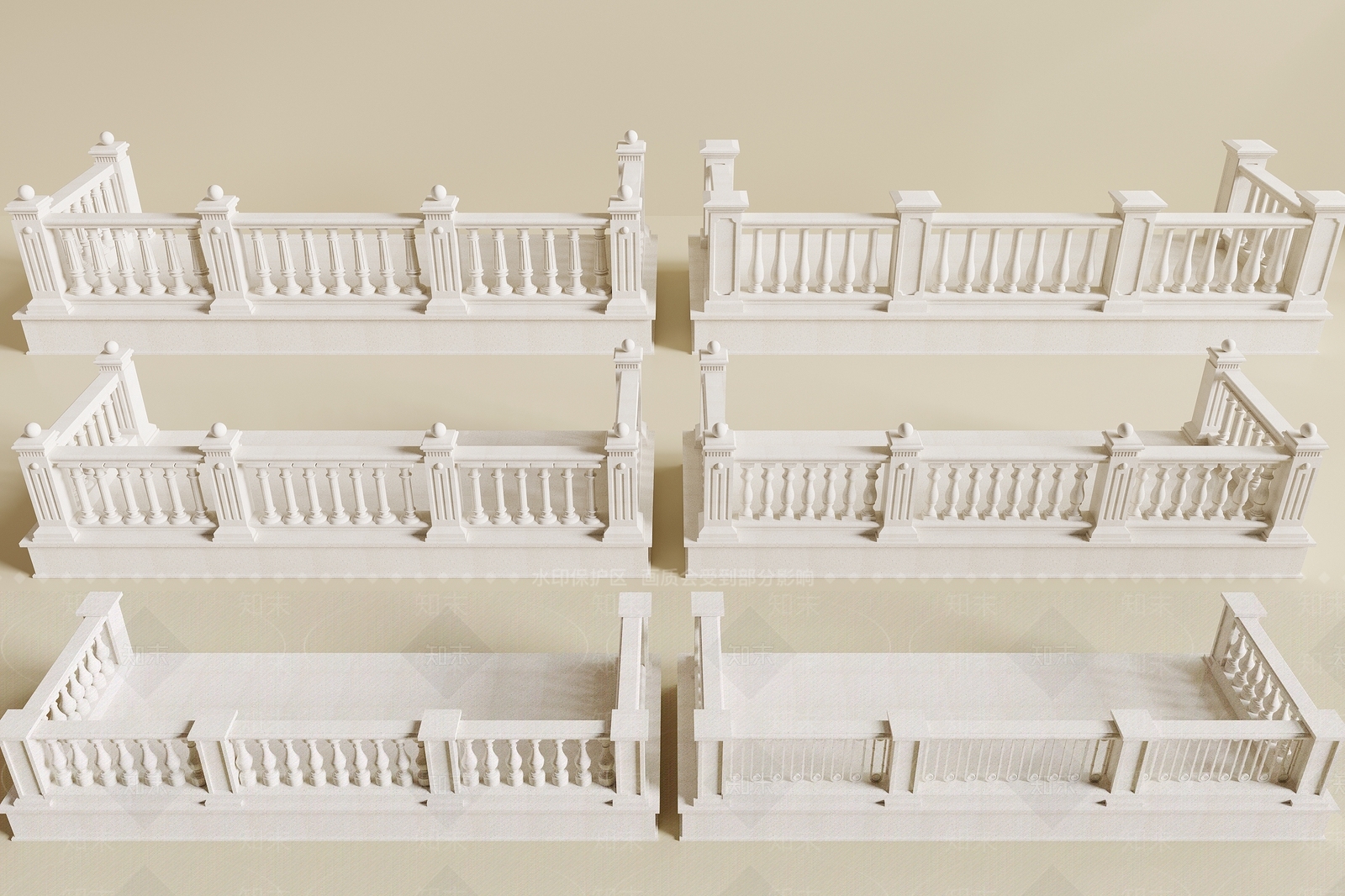 简欧栏杆3D模型下载【ID:1189689029】