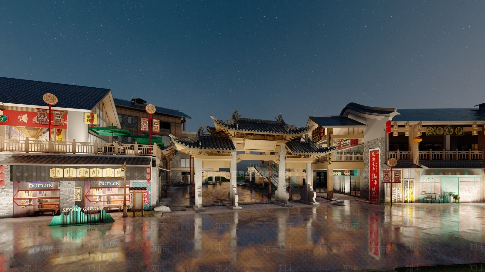 新中式商业景观SU模型下载【ID:1189692295】