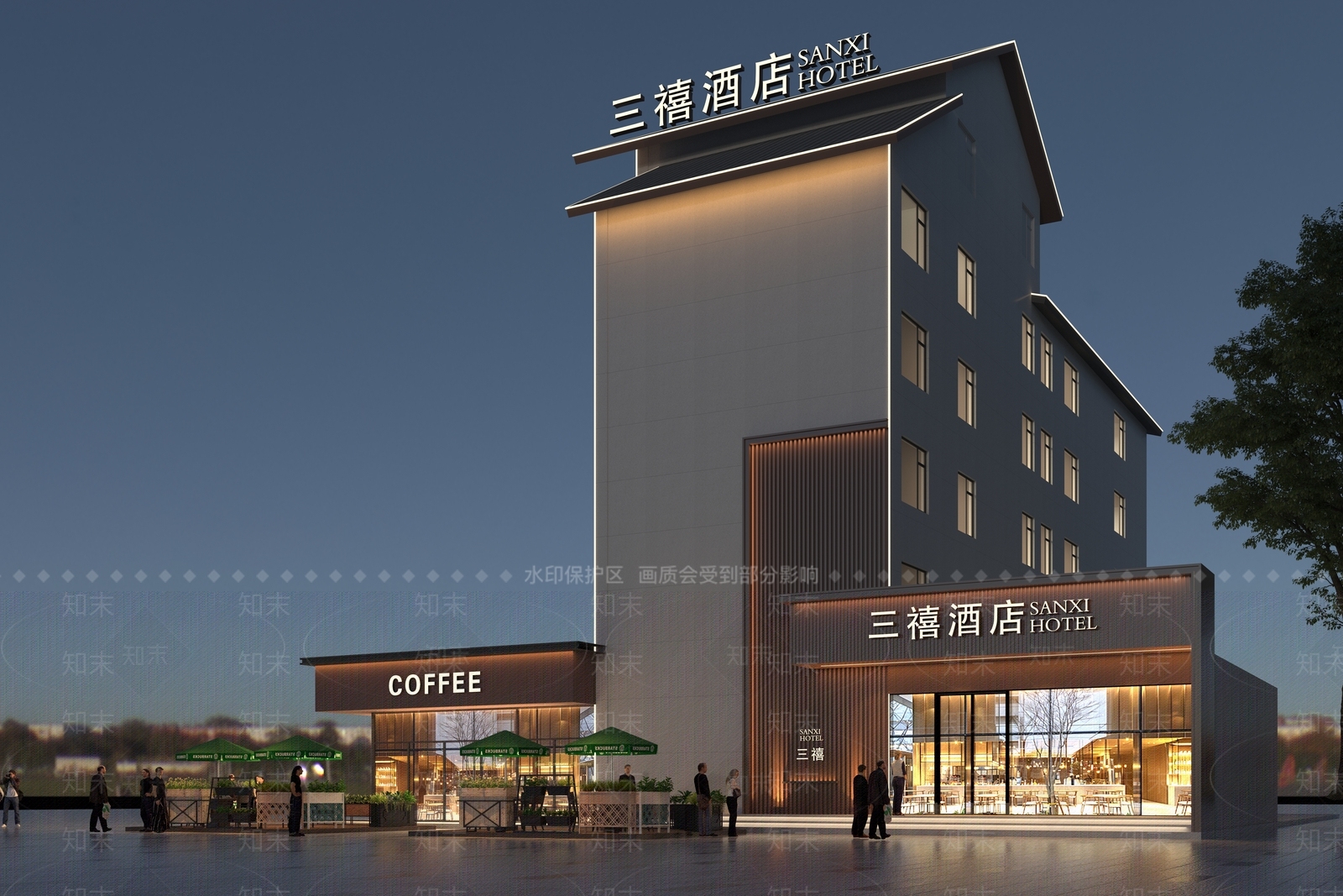 现代酒店外观3D模型下载【ID:1189694384】