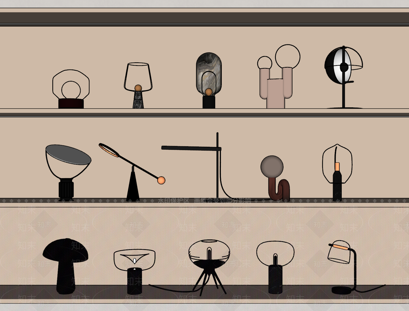 现代欧式台灯SU模型下载【ID:1189695343】