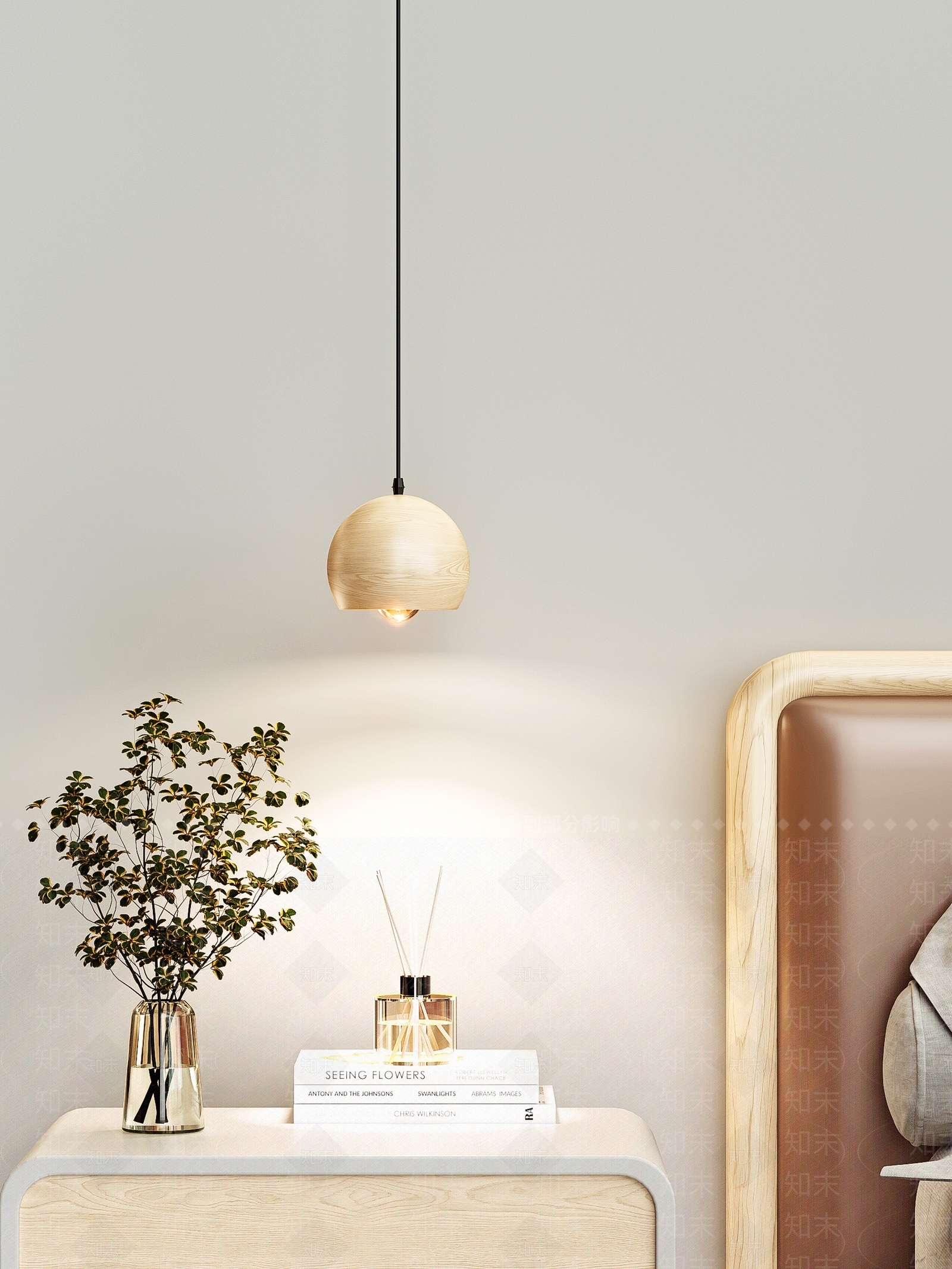 侘寂原木床头吊灯3D模型下载【ID:1189699295】