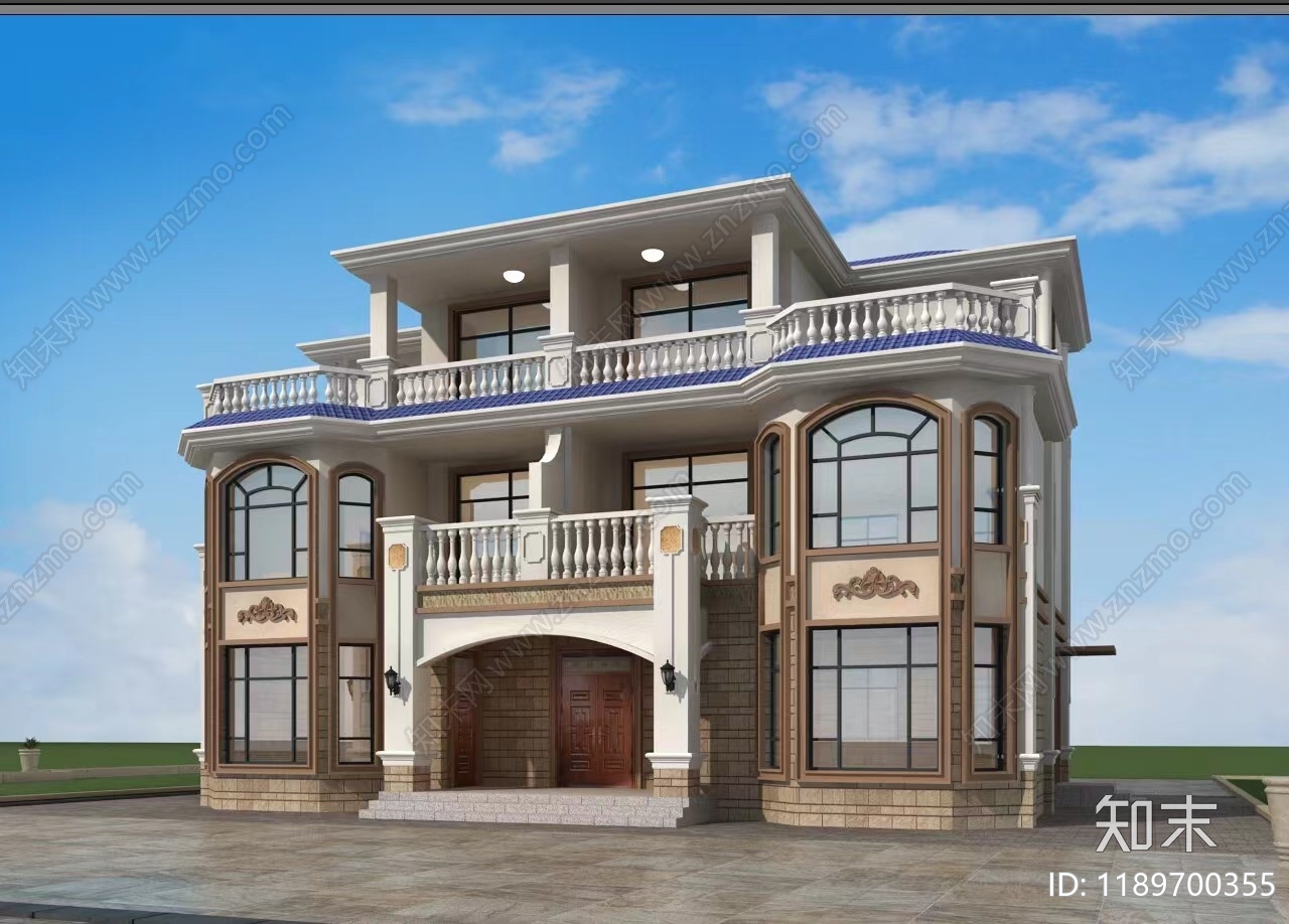 欧式简欧别墅建筑施工图下载【ID:1189700355】