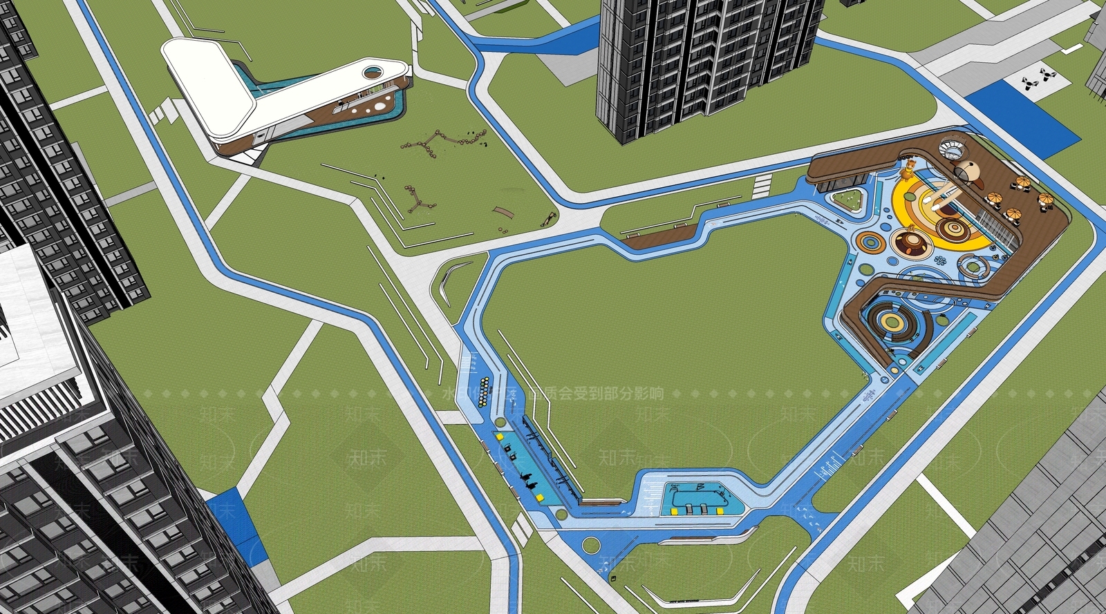 现代小区景观SU模型下载【ID:1189704768】