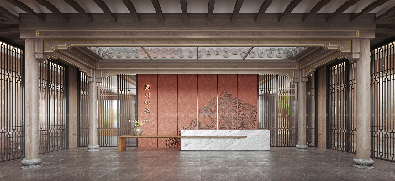 现代新中式售楼处3D模型下载【ID:1189718235】
