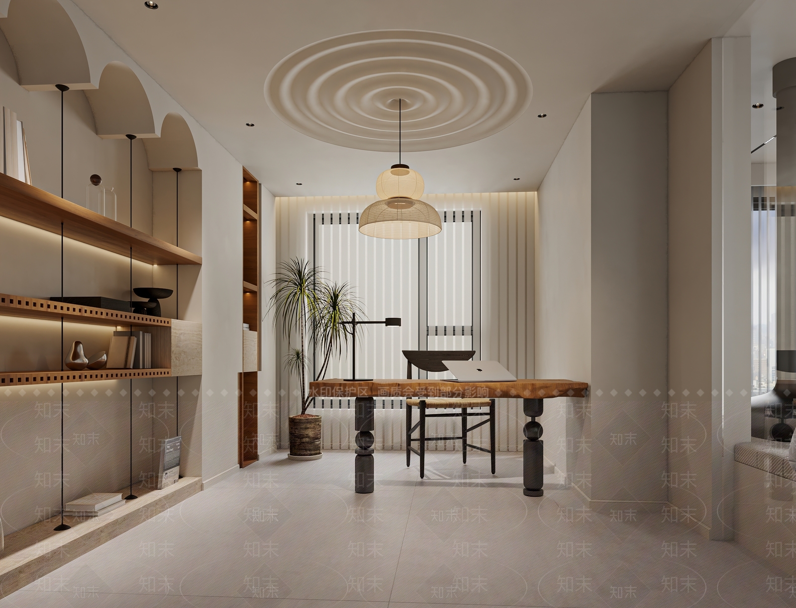 法式奶油书房3D模型下载【ID:1189719828】