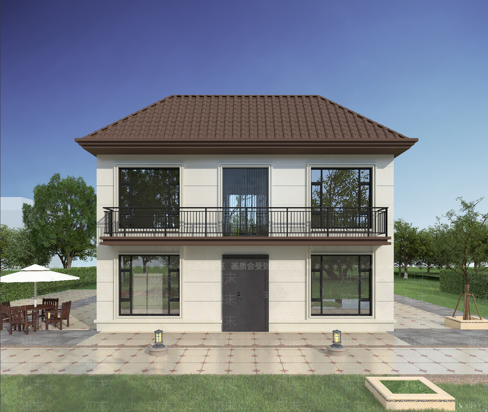 新中式别墅外观3D模型下载【ID:1189731348】