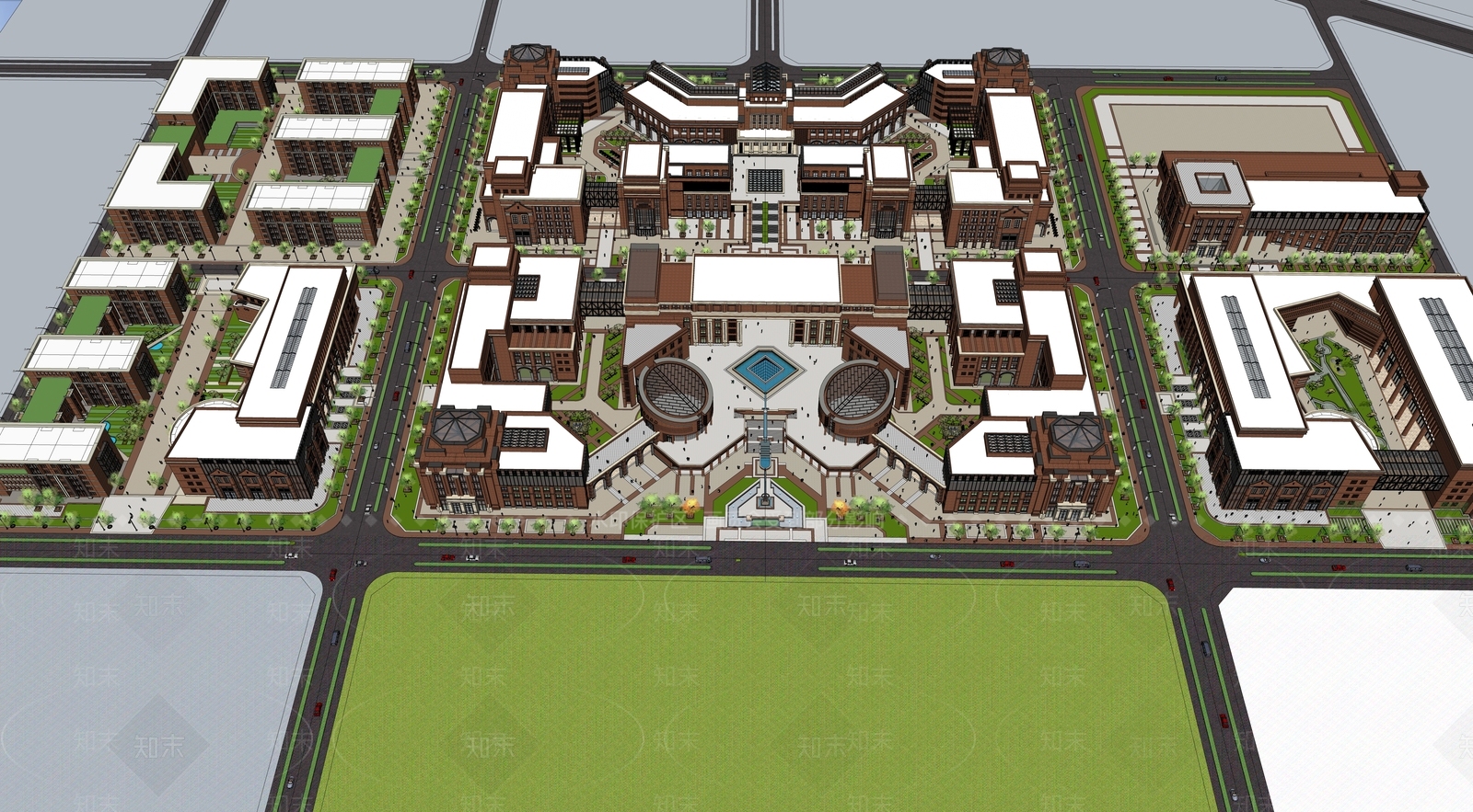 欧式学校建筑SU模型下载【ID:1189737077】