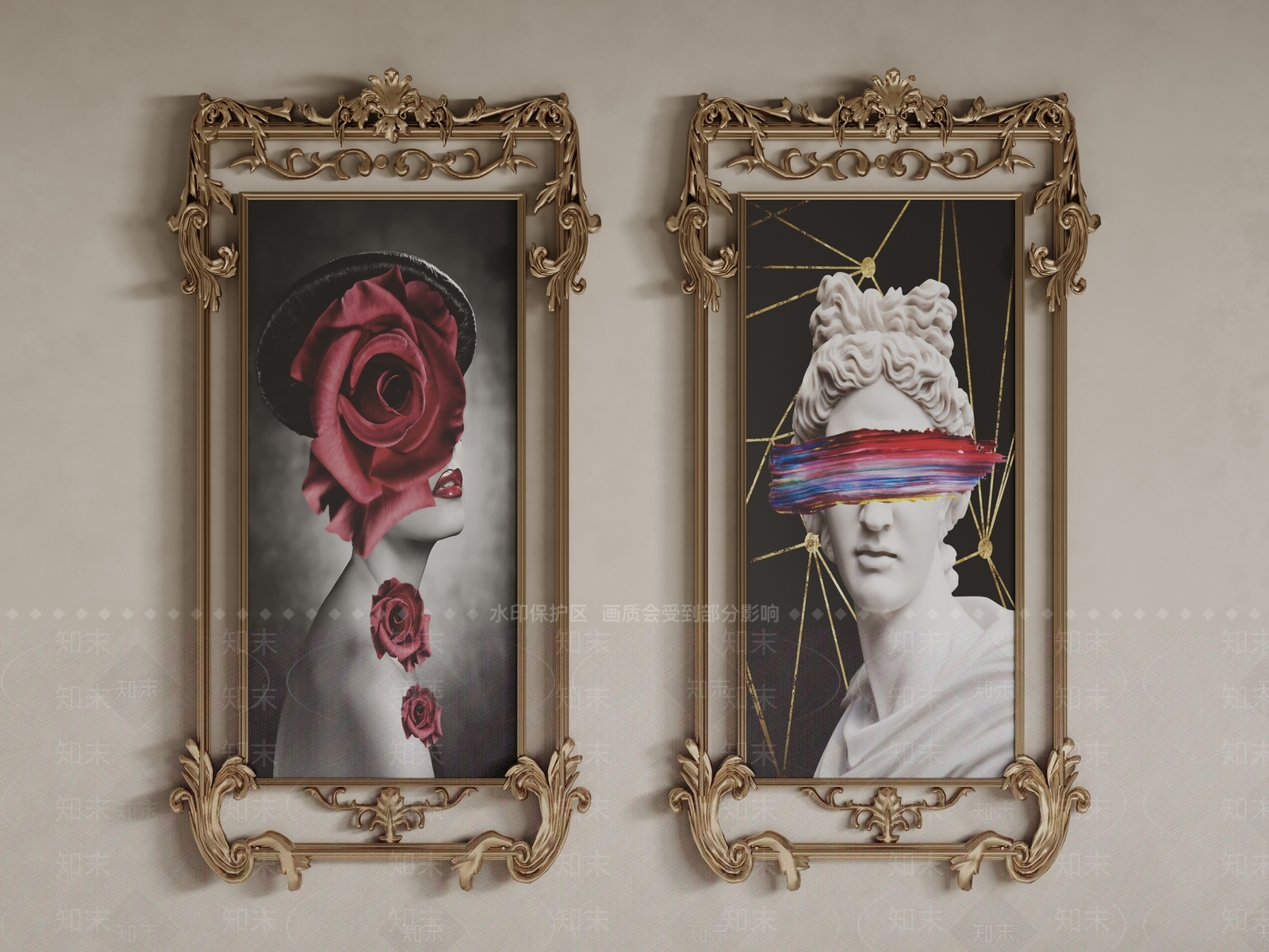 法式欧式挂画SU模型下载【ID:1189737282】