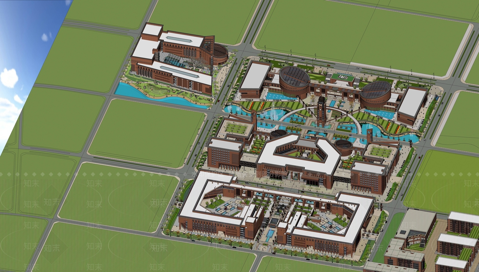 欧式学校建筑SU模型下载【ID:1189737355】