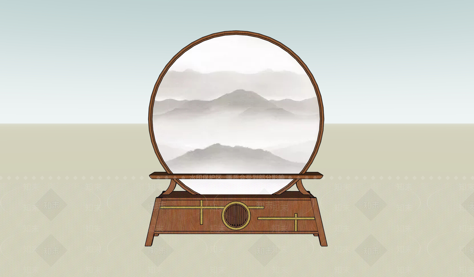 中式书桌SU模型下载【ID:1189738613】