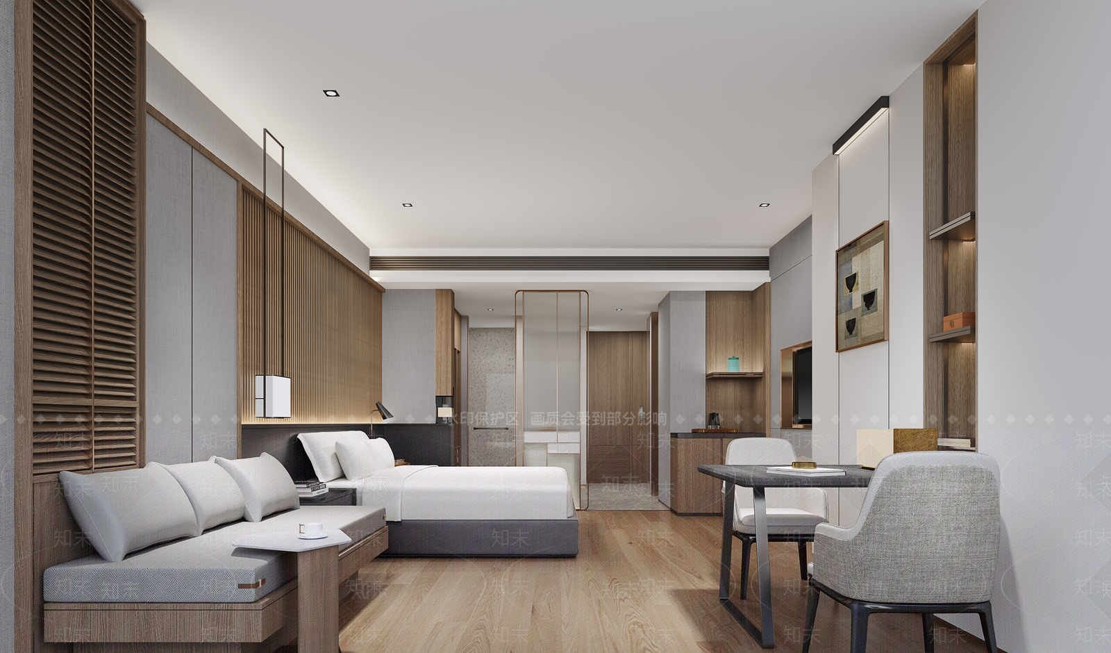 现代酒店客房3D模型下载【ID:1215075481】