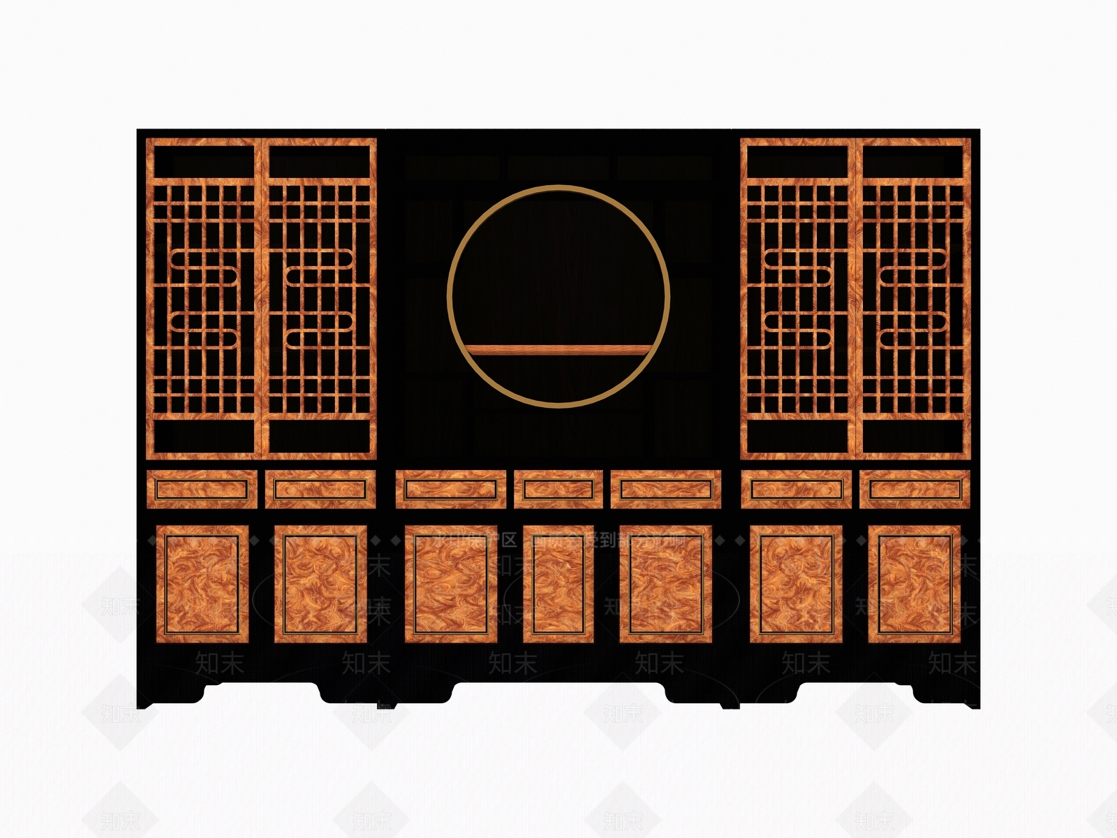 新中式书柜3D模型下载【ID:1189743406】
