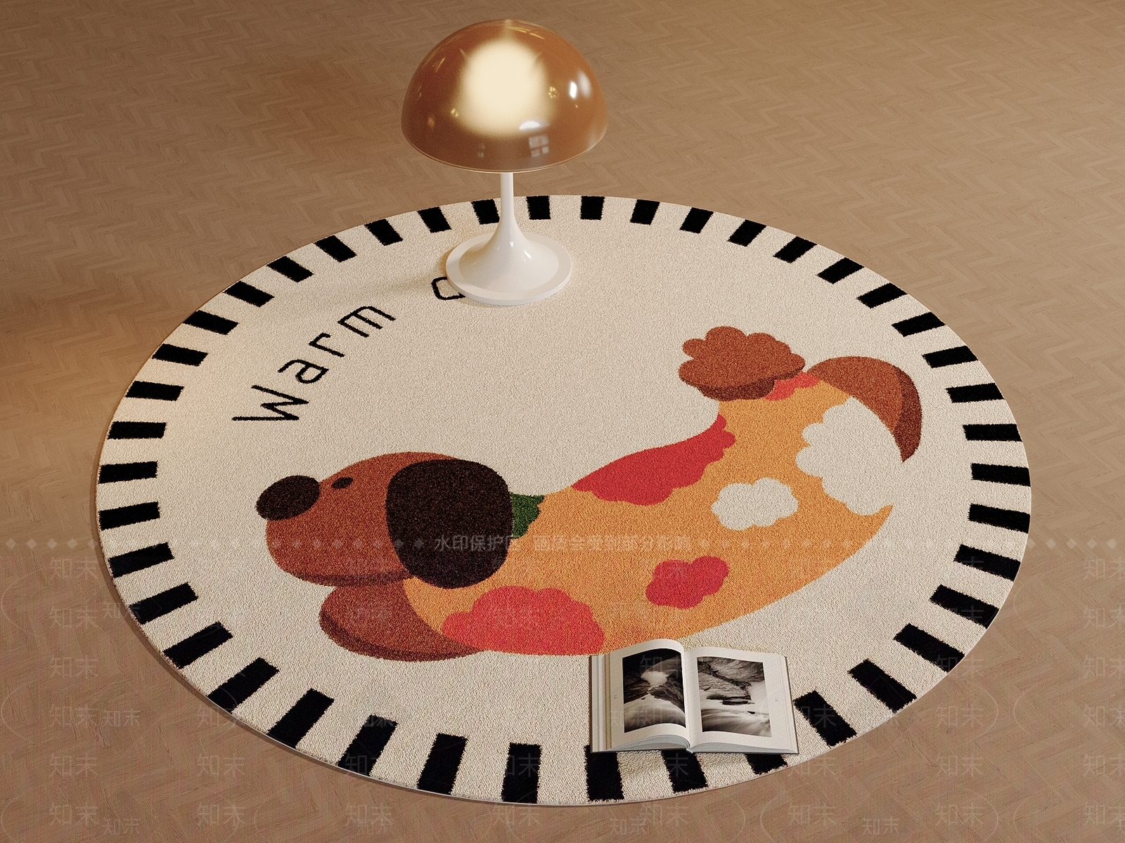 现代奶油圆形地毯SU模型下载【ID:1189745263】