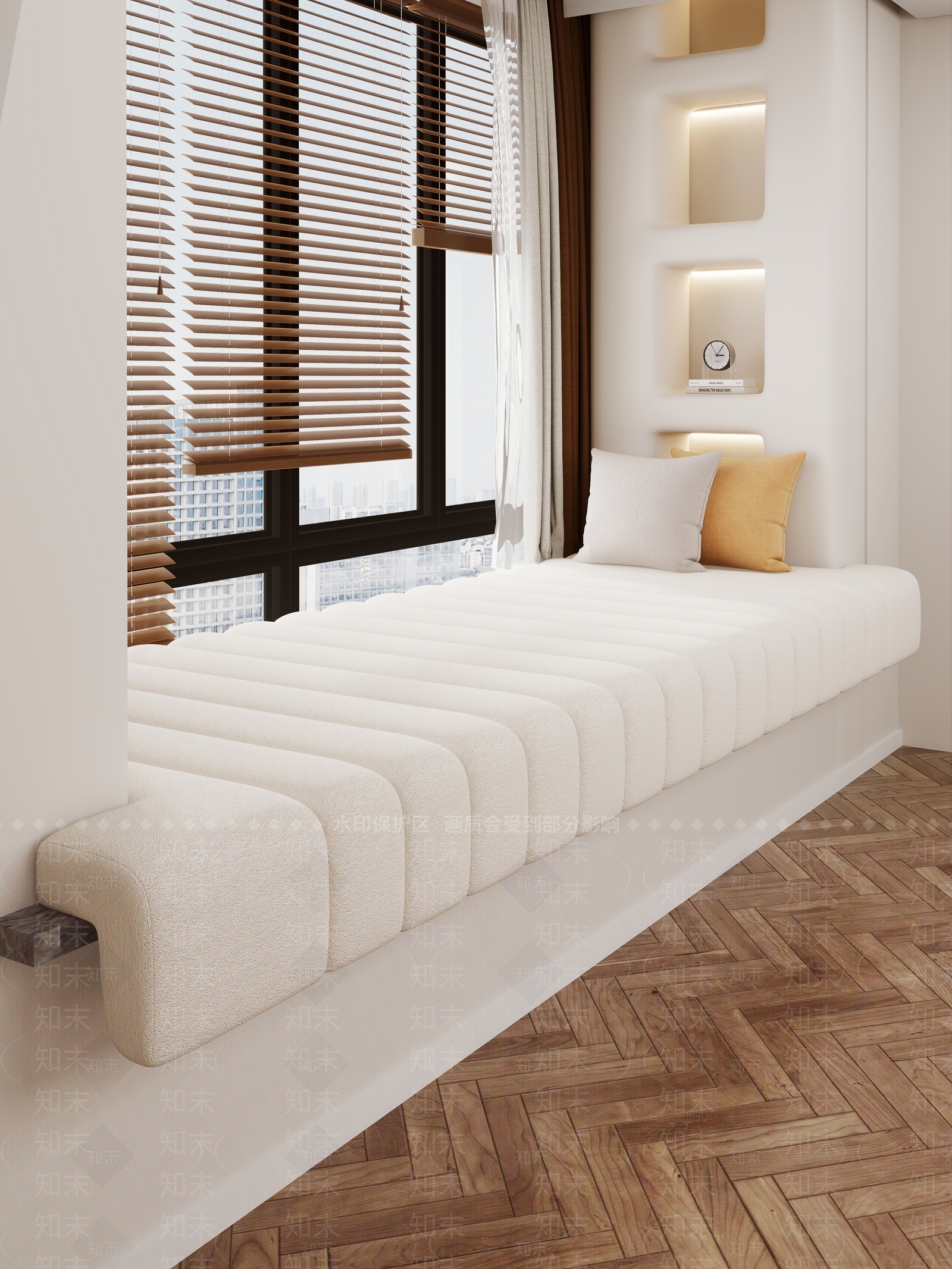 奶油飘窗柜3D模型下载【ID:1189745287】