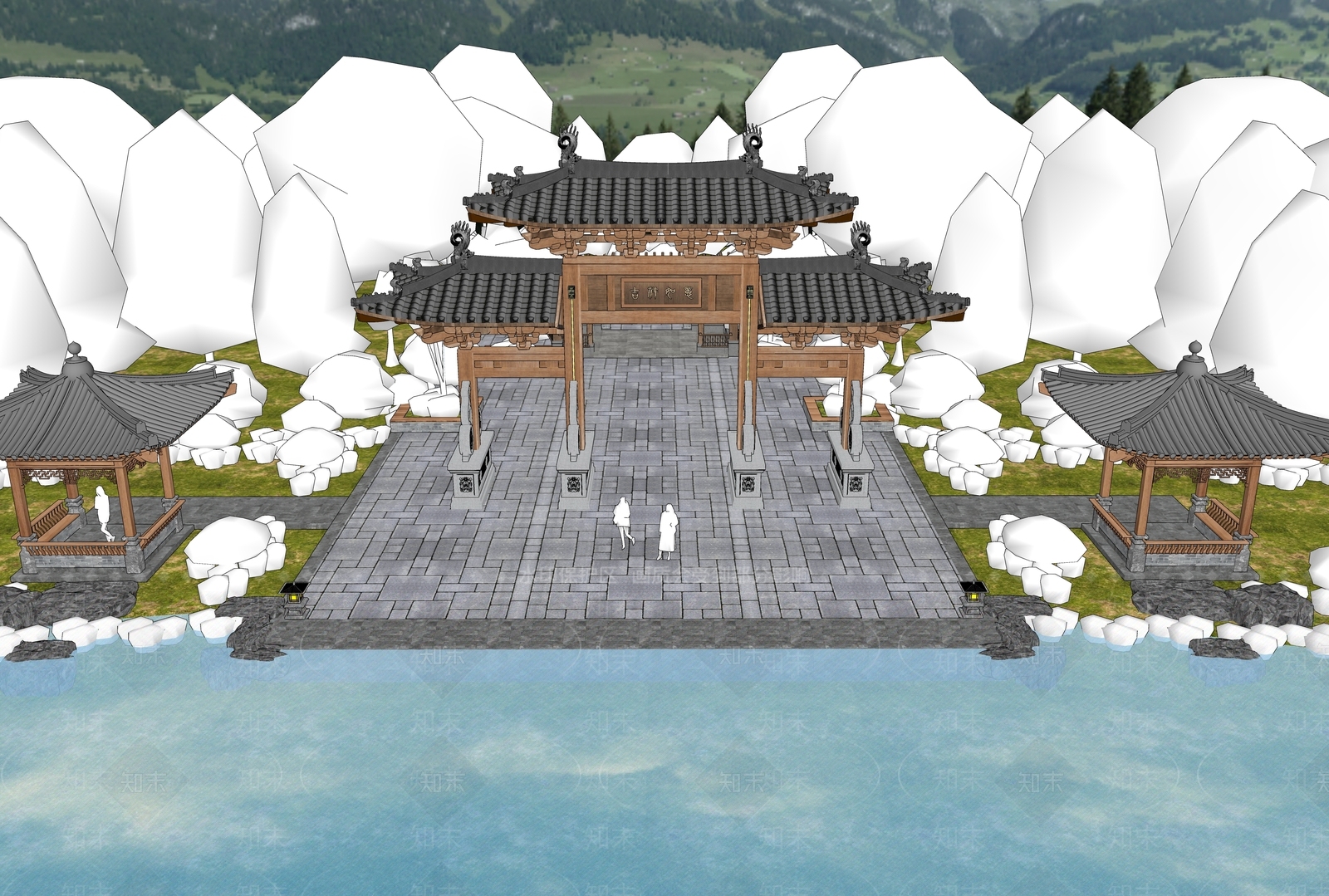 现代新中式牌坊牌楼SU模型下载【ID:1189747793】