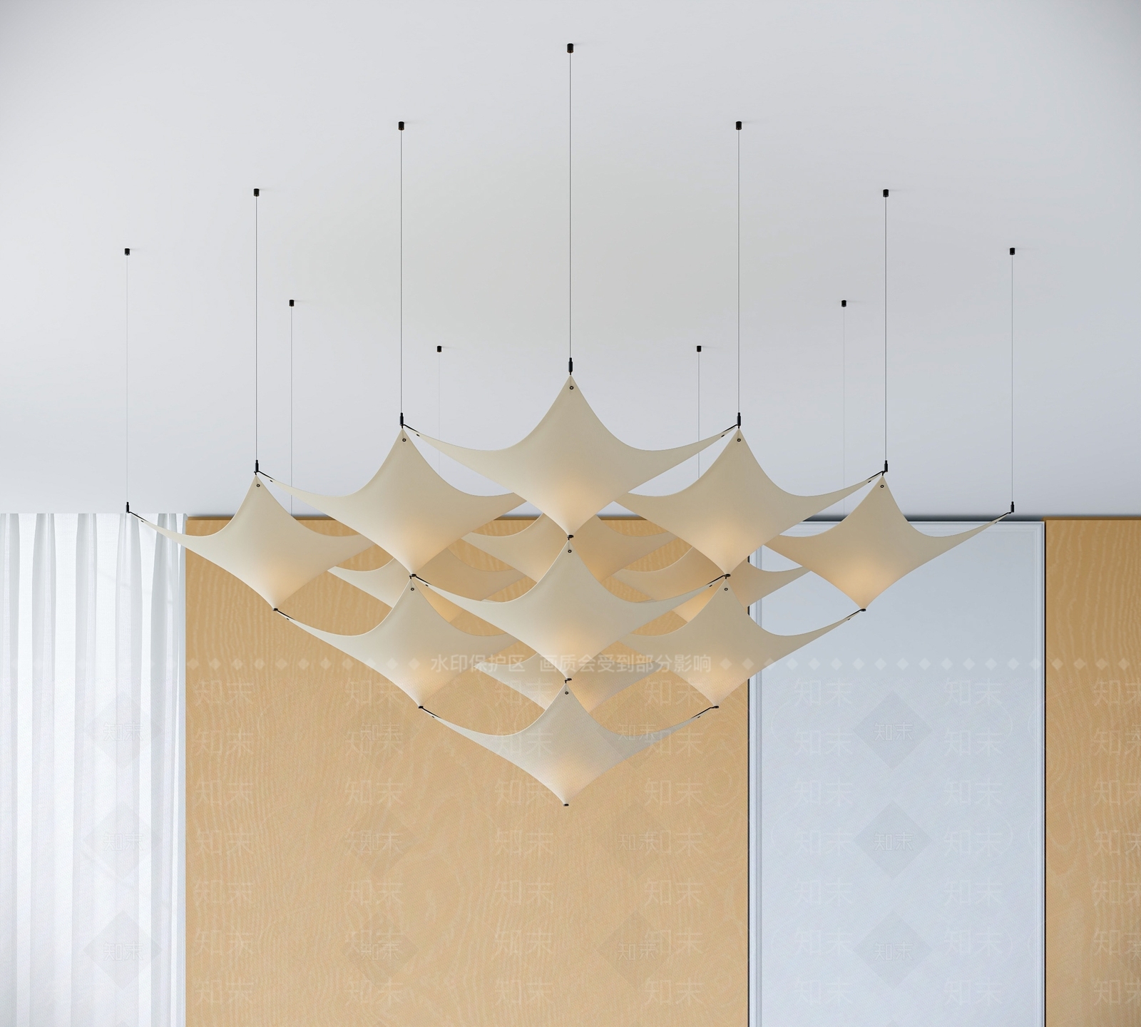 日式侘寂艺术吊灯3D模型下载【ID:1189750398】