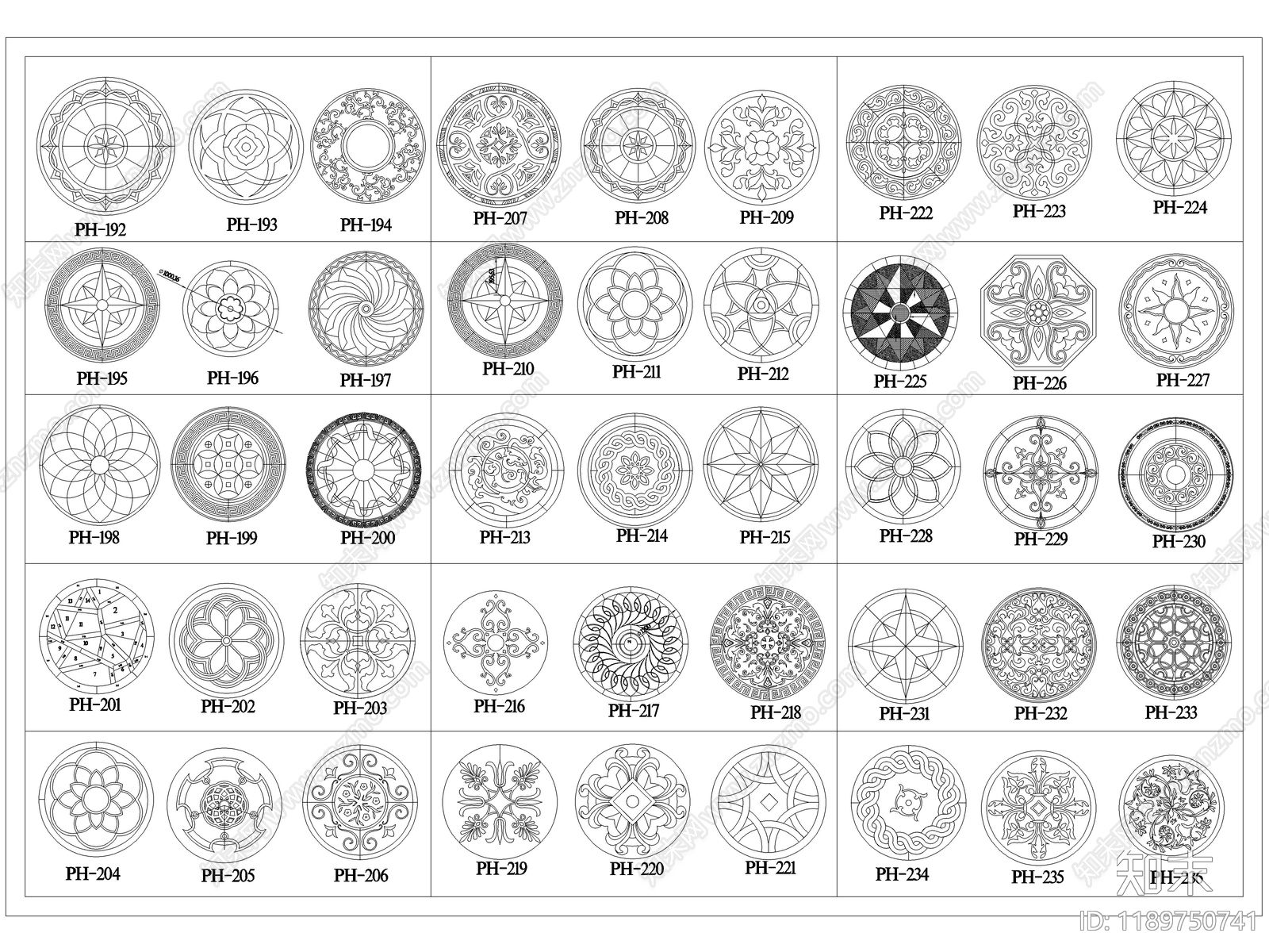 2025最新超全地面拼花CAD图库cad施工图下载【ID:1189750741】