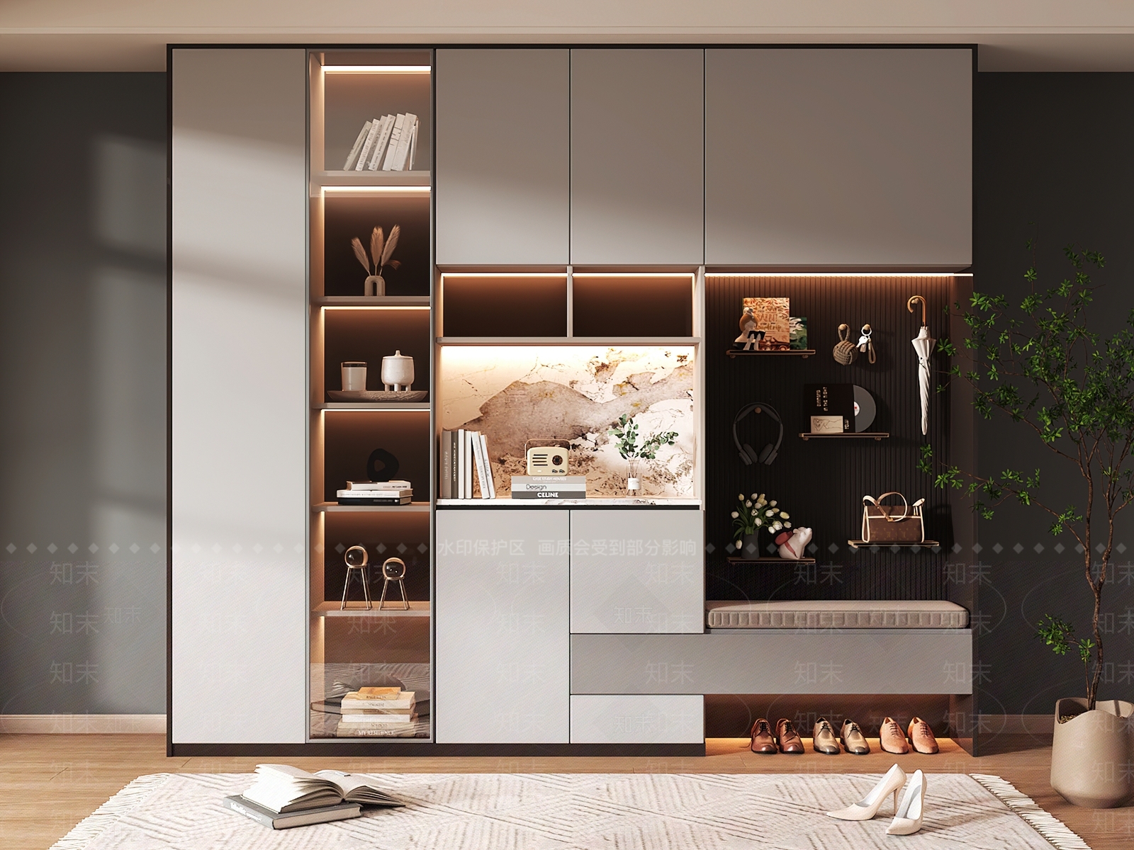 现代鞋柜3D模型下载【ID:1189755238】
