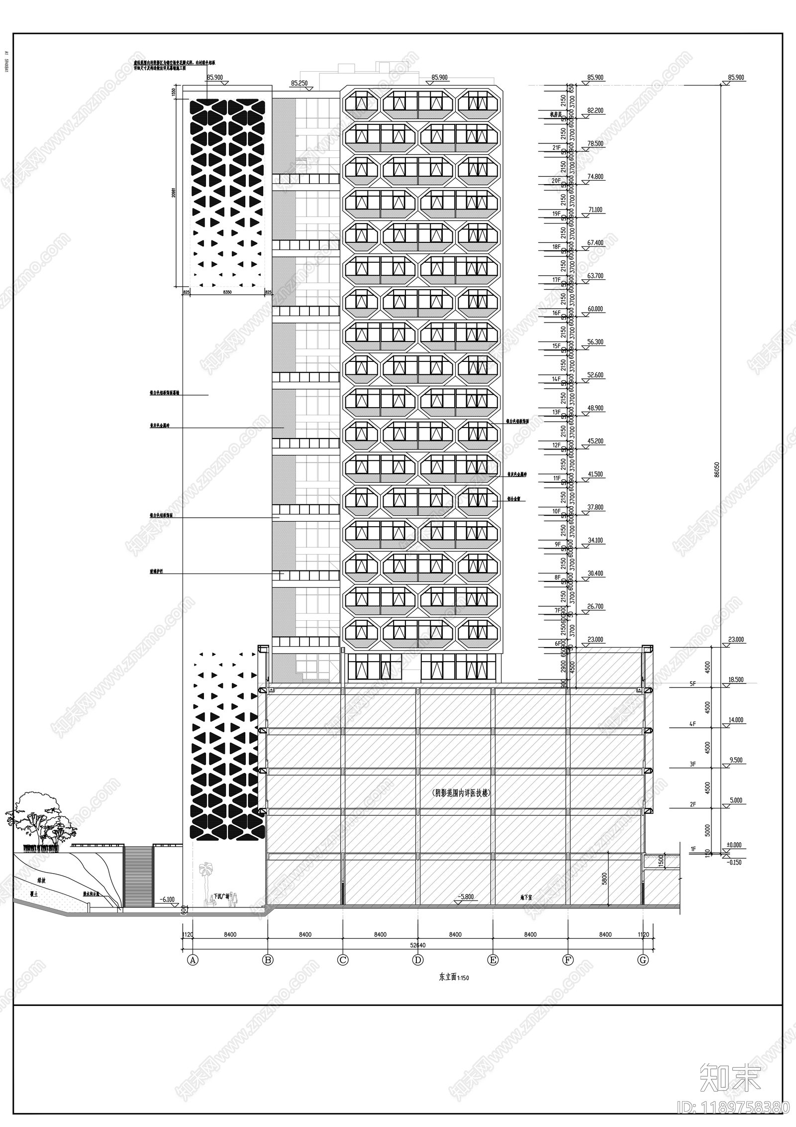 现代医院建筑cad施工图下载【ID:1189758380】