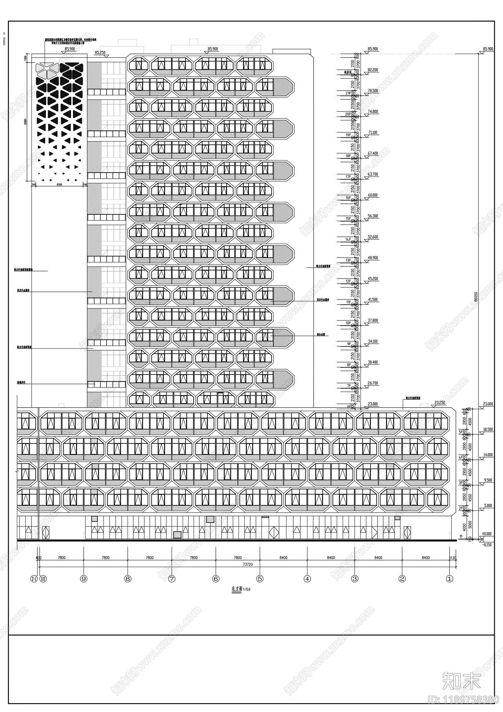 现代医院建筑cad施工图下载【ID:1189758380】