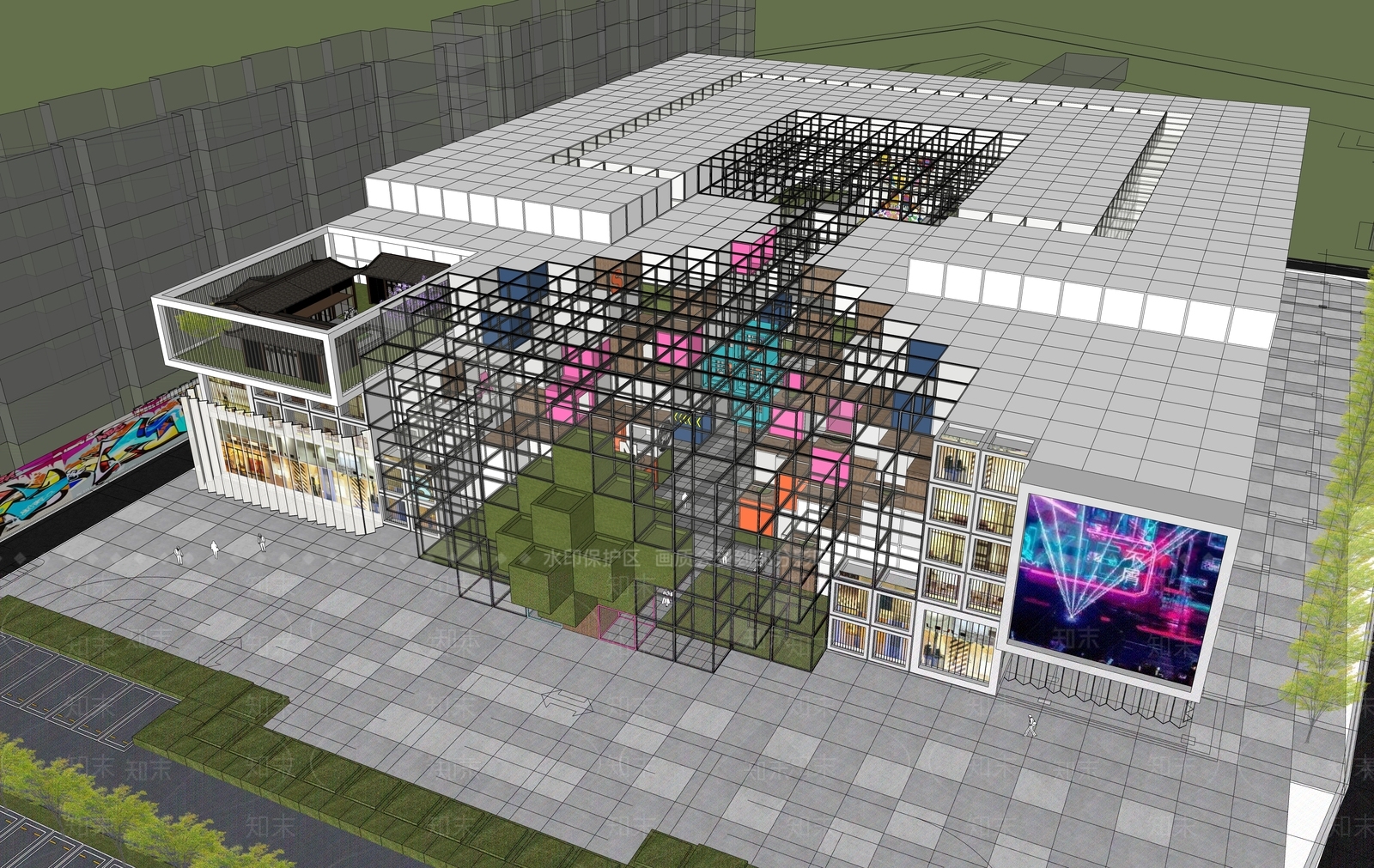 现代简约商场建筑SU模型下载【ID:1189760169】